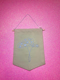 Light Blue Heart Cowboy Hat Finished Embroidered Wall Hanging