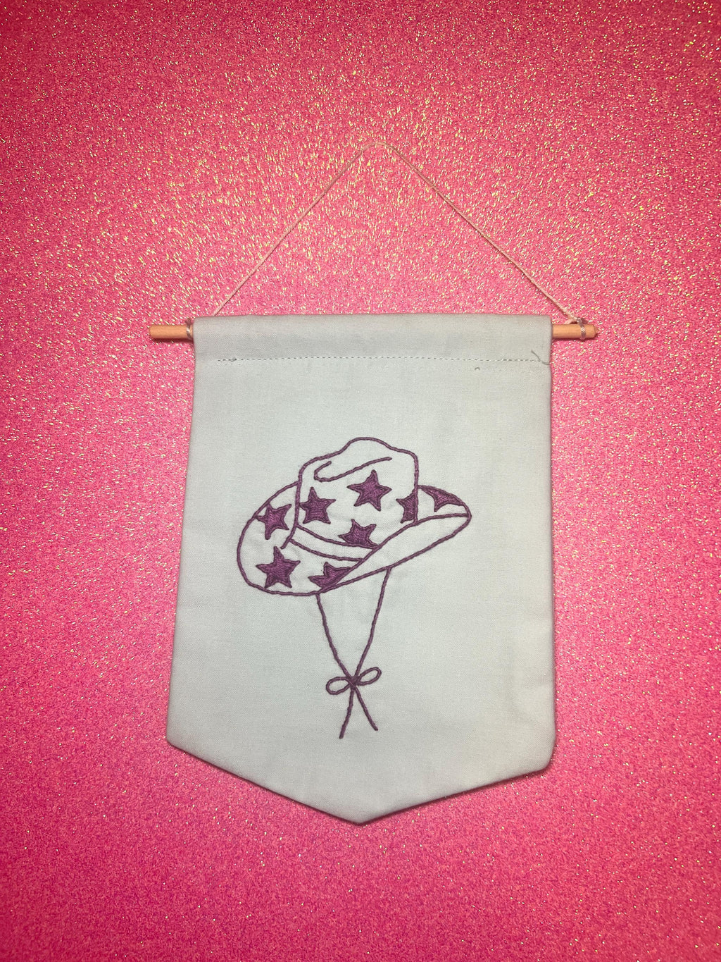 Purple Star Cowboy Hat Finished Embroidered Wall Hanging