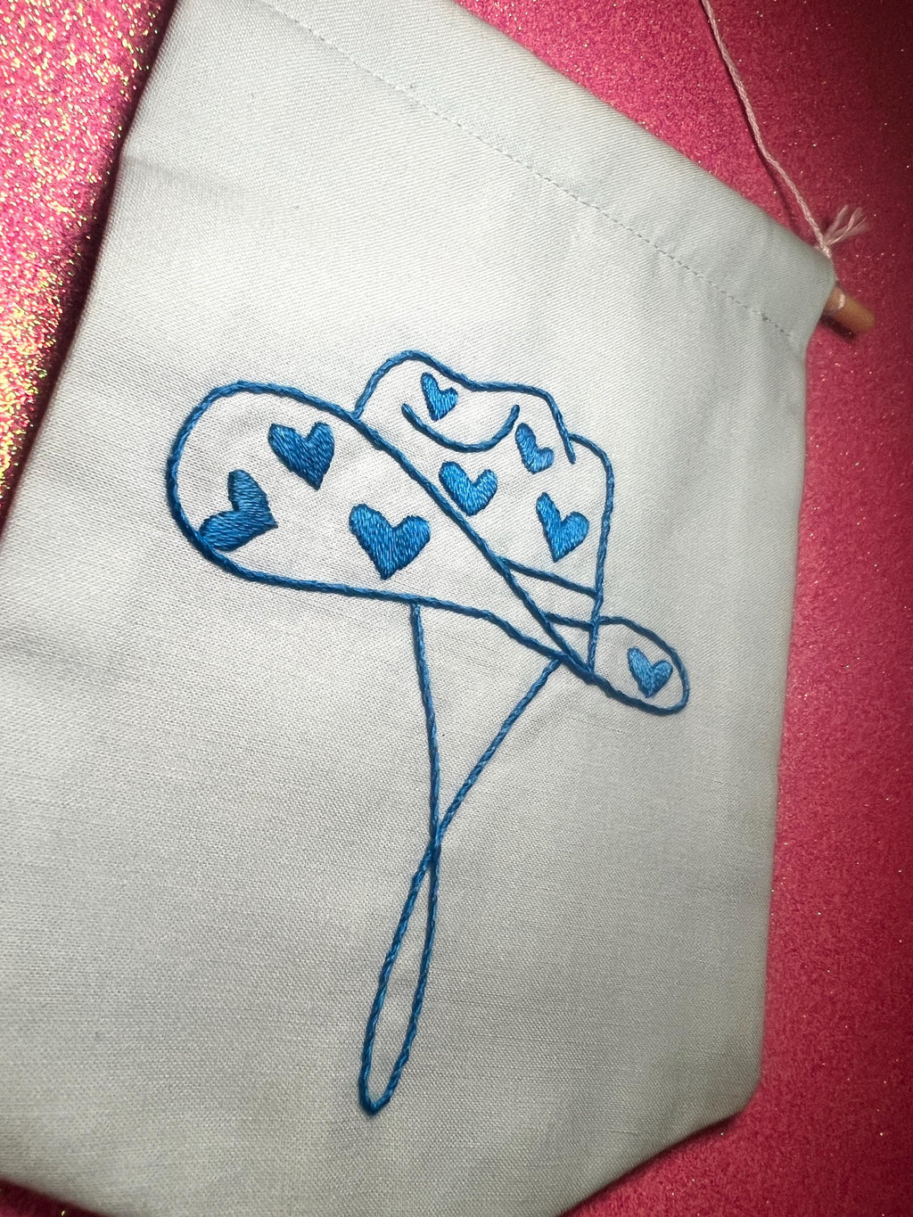Blue Heart Cowboy Hat Finished Embroidered Wall Hanging