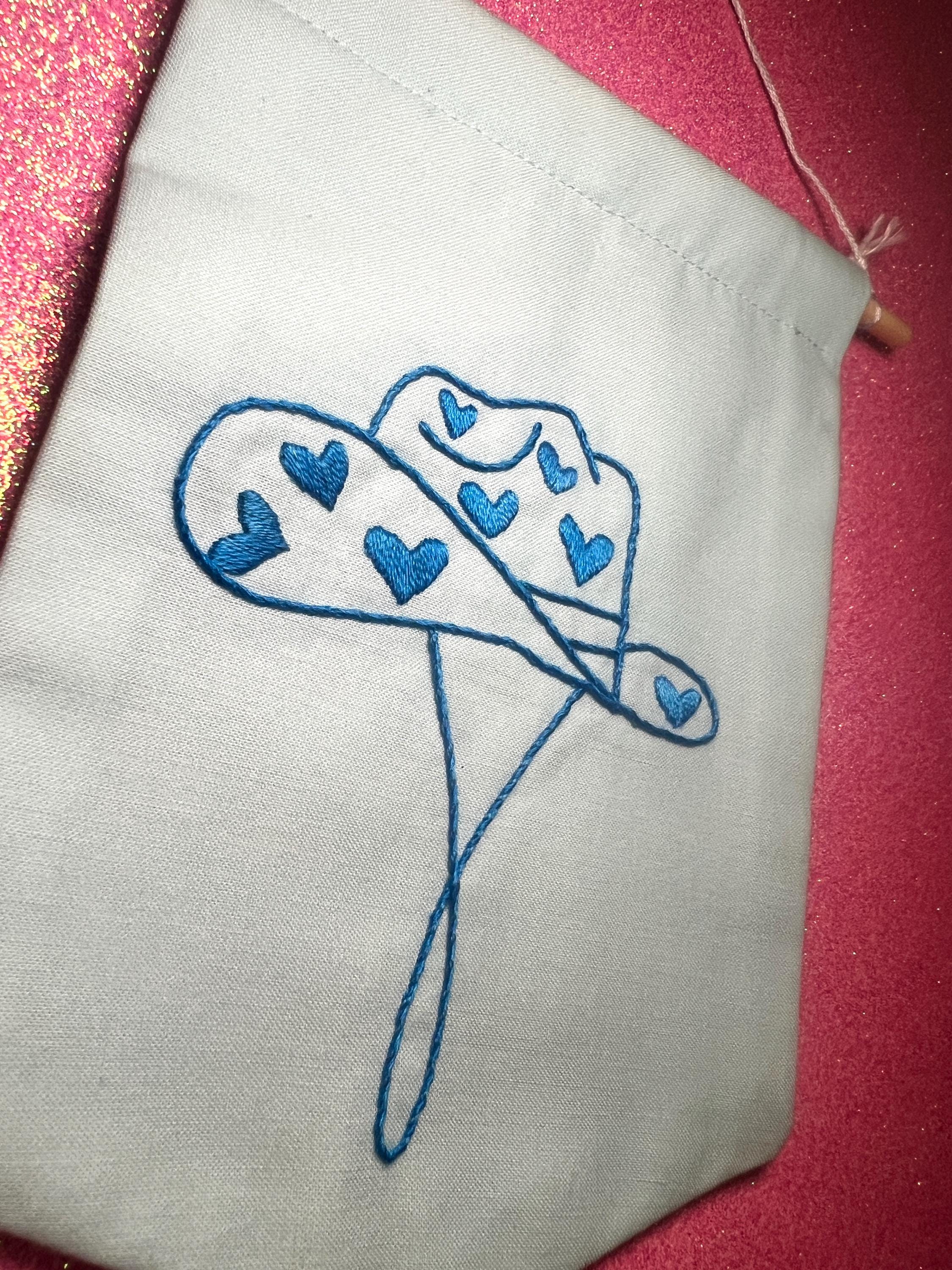 Blue Heart Cowboy Hat Finished Embroidered Wall Hanging