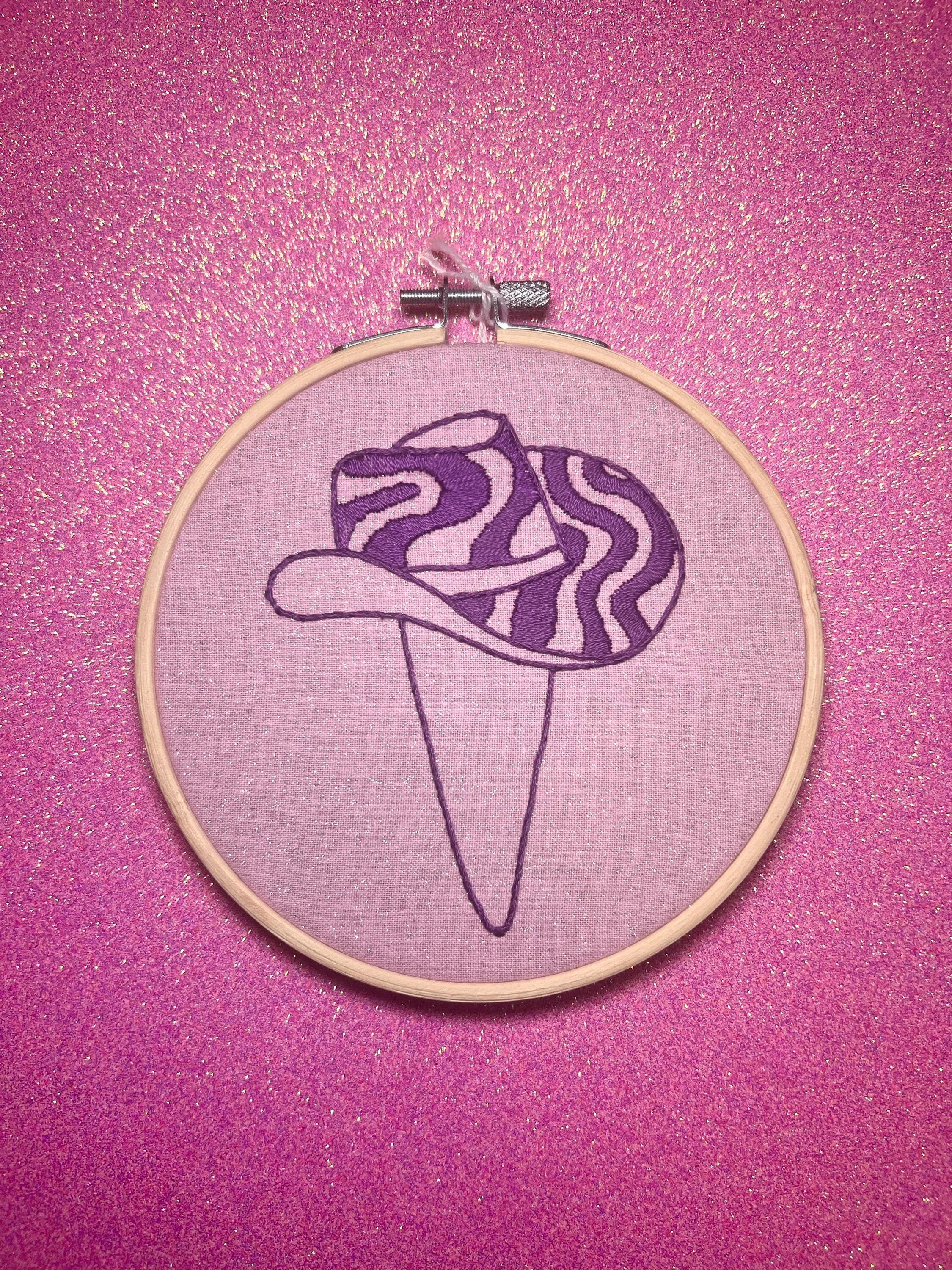 Purple Groovy Cowboy Hat Finished Embroidery