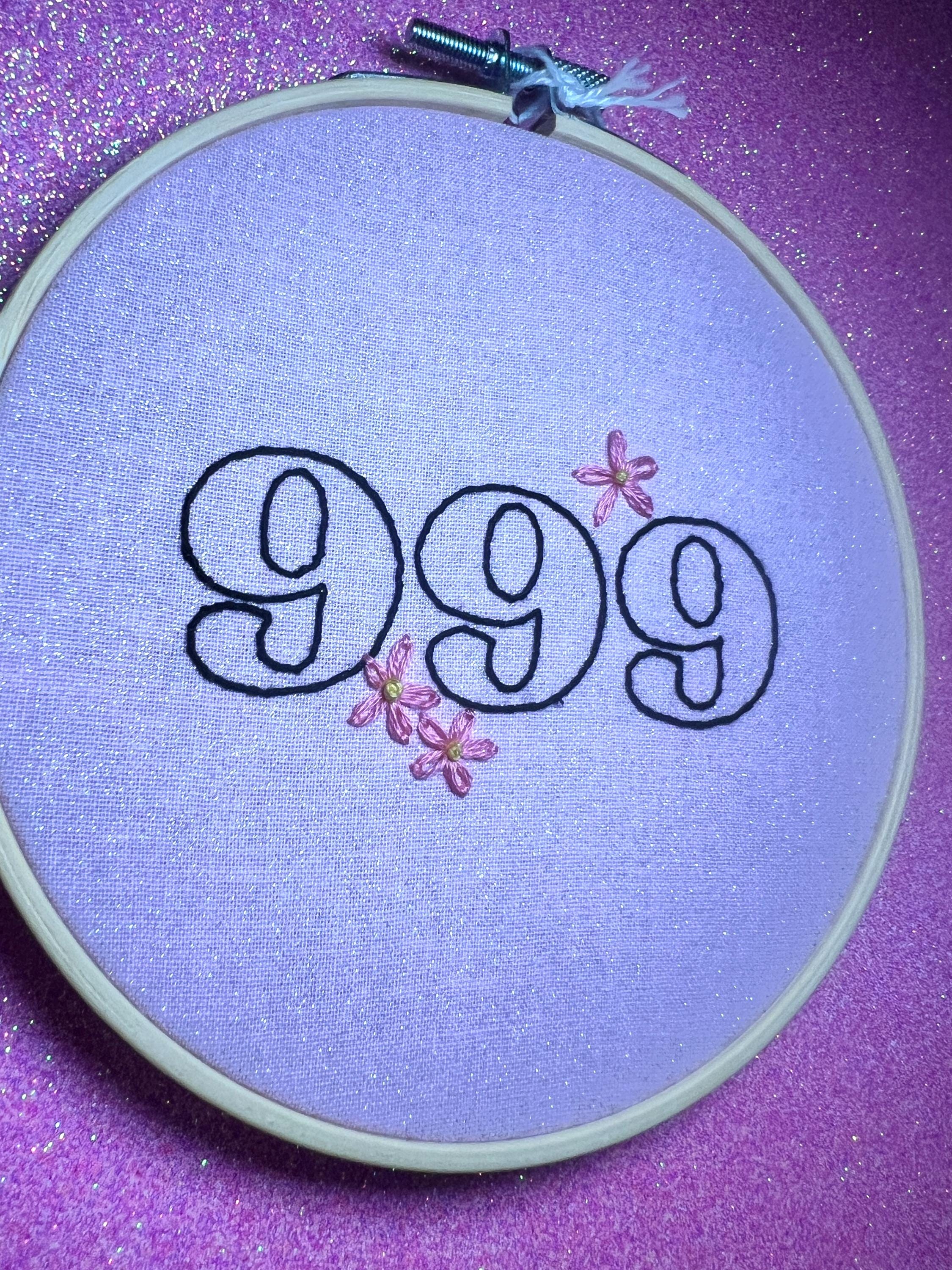 Angel Number 999 Finished Embroidery Hoop