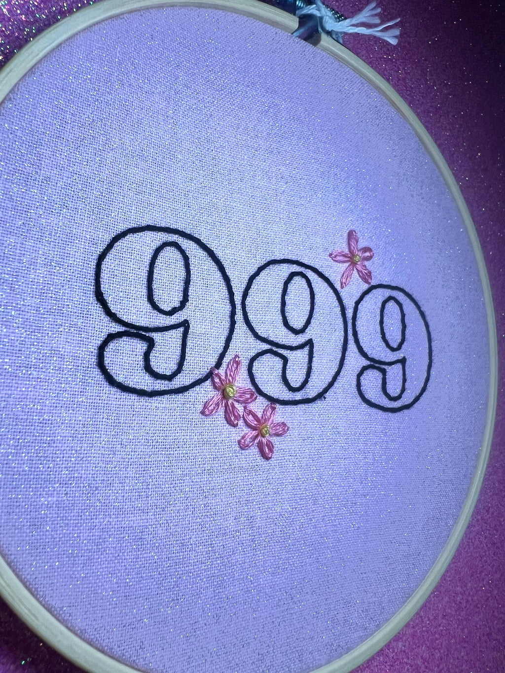 Angel Number 999 Finished Embroidery Hoop