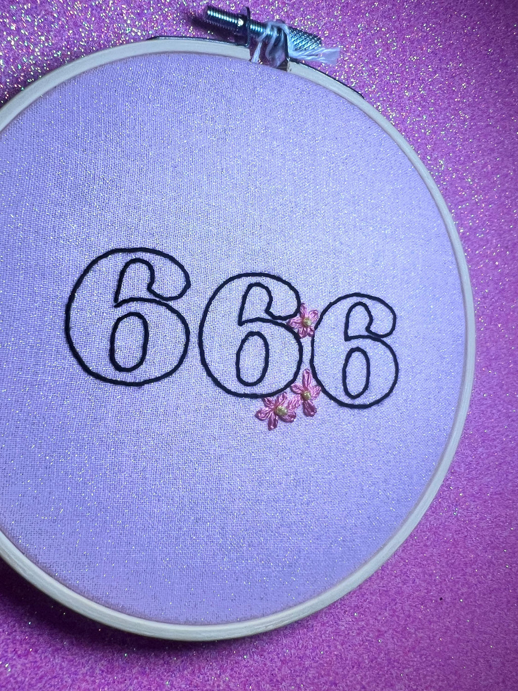 Angel Number 666 Finished Embroidery Hoop