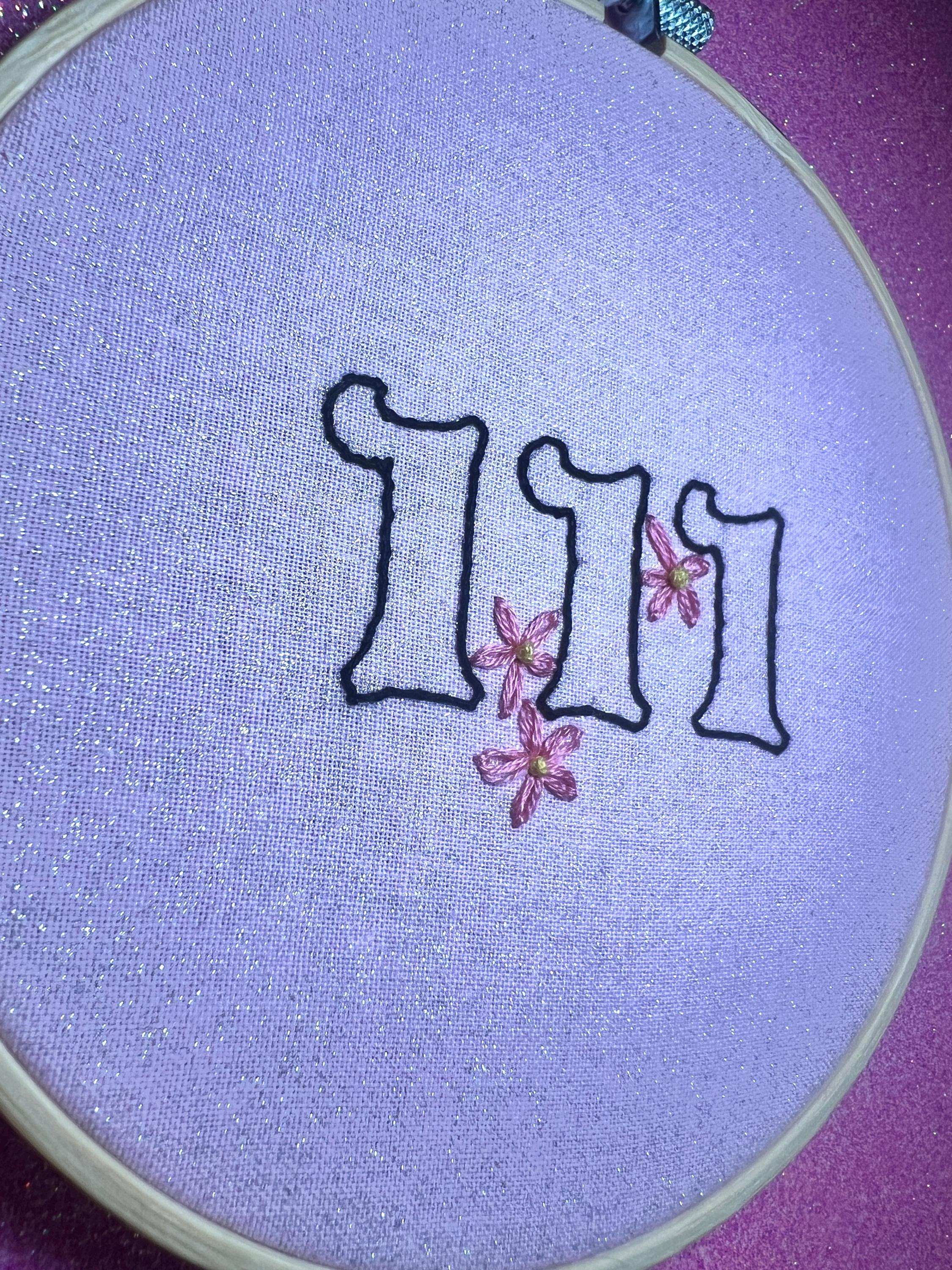 Angel Number 111 Finished Embroidery Hoop