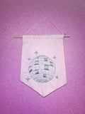 Mirrorball Metallic Disco Ball Embroidered Wall Hanging