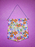 Floral Lime Green Bow Embroidered Wall Hanging
