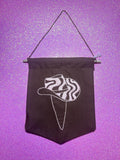 Brown and Pink Groovy Cowboy Hat Finished Embroidered Wall Hanging