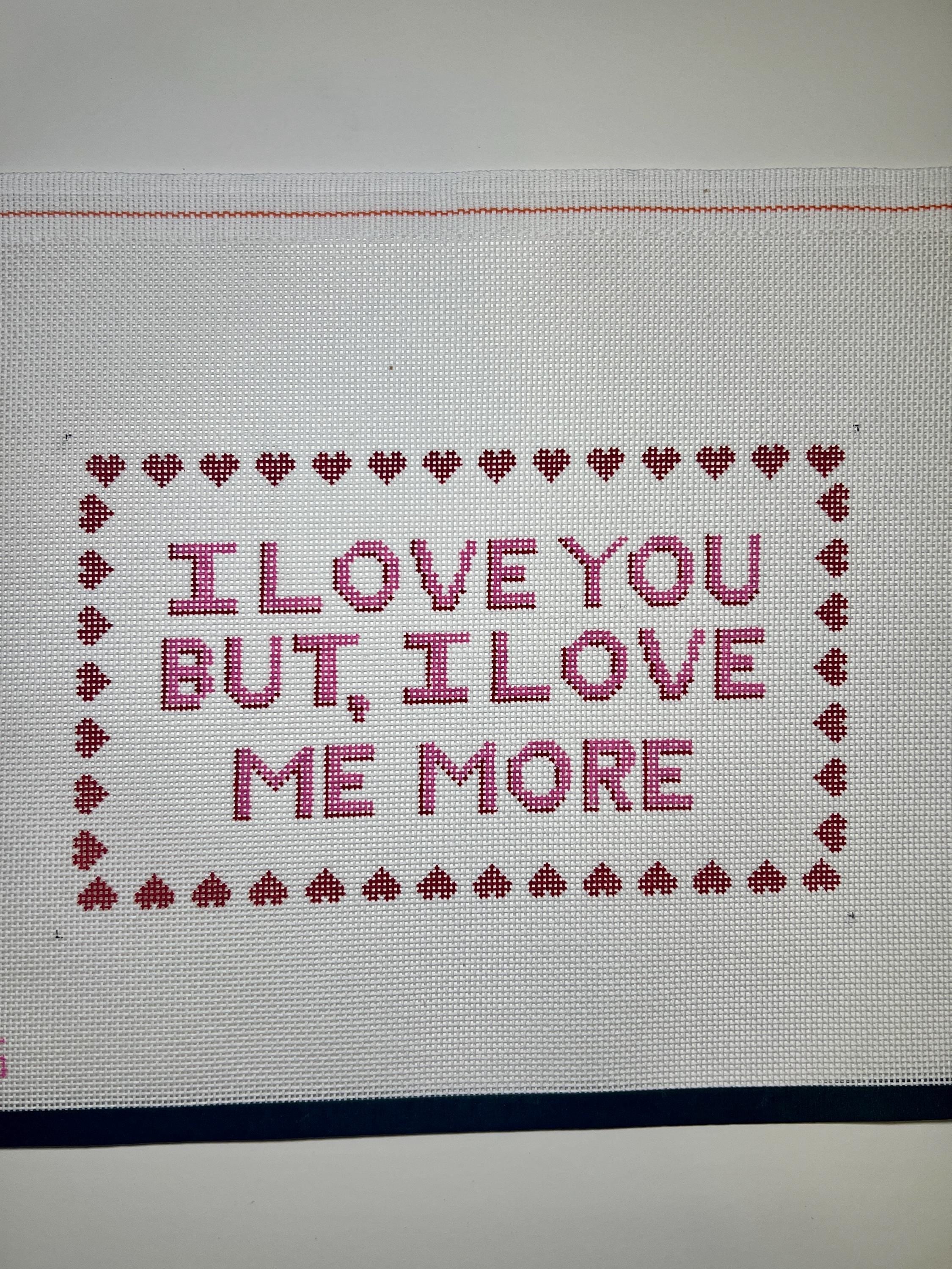 SATC Needlepoint Canvas, I Love Me More Pillow Project