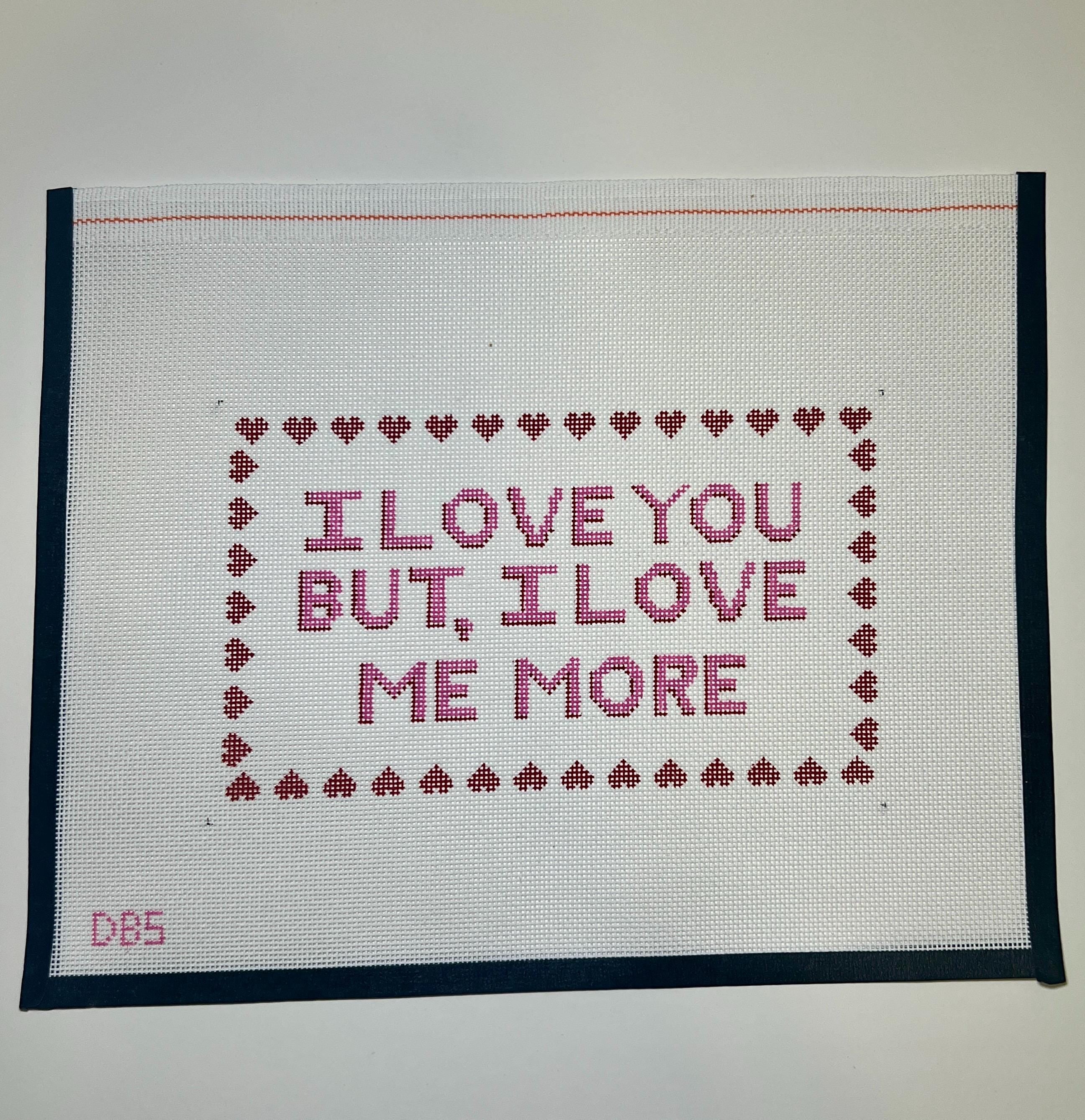 SATC Needlepoint Canvas, I Love Me More Pillow Project