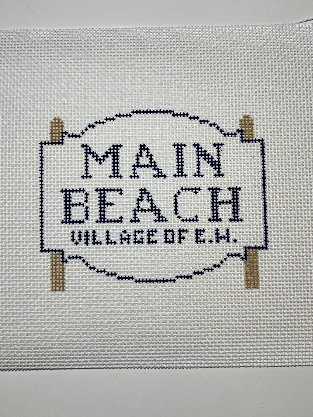 Main Beach East Hampton Sign Needlepoint Canvas