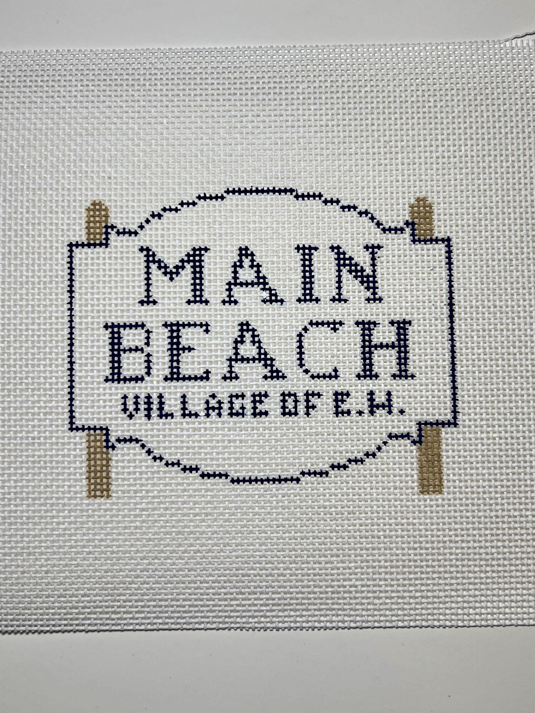 Main Beach East Hampton Sign Needlepoint Canvas