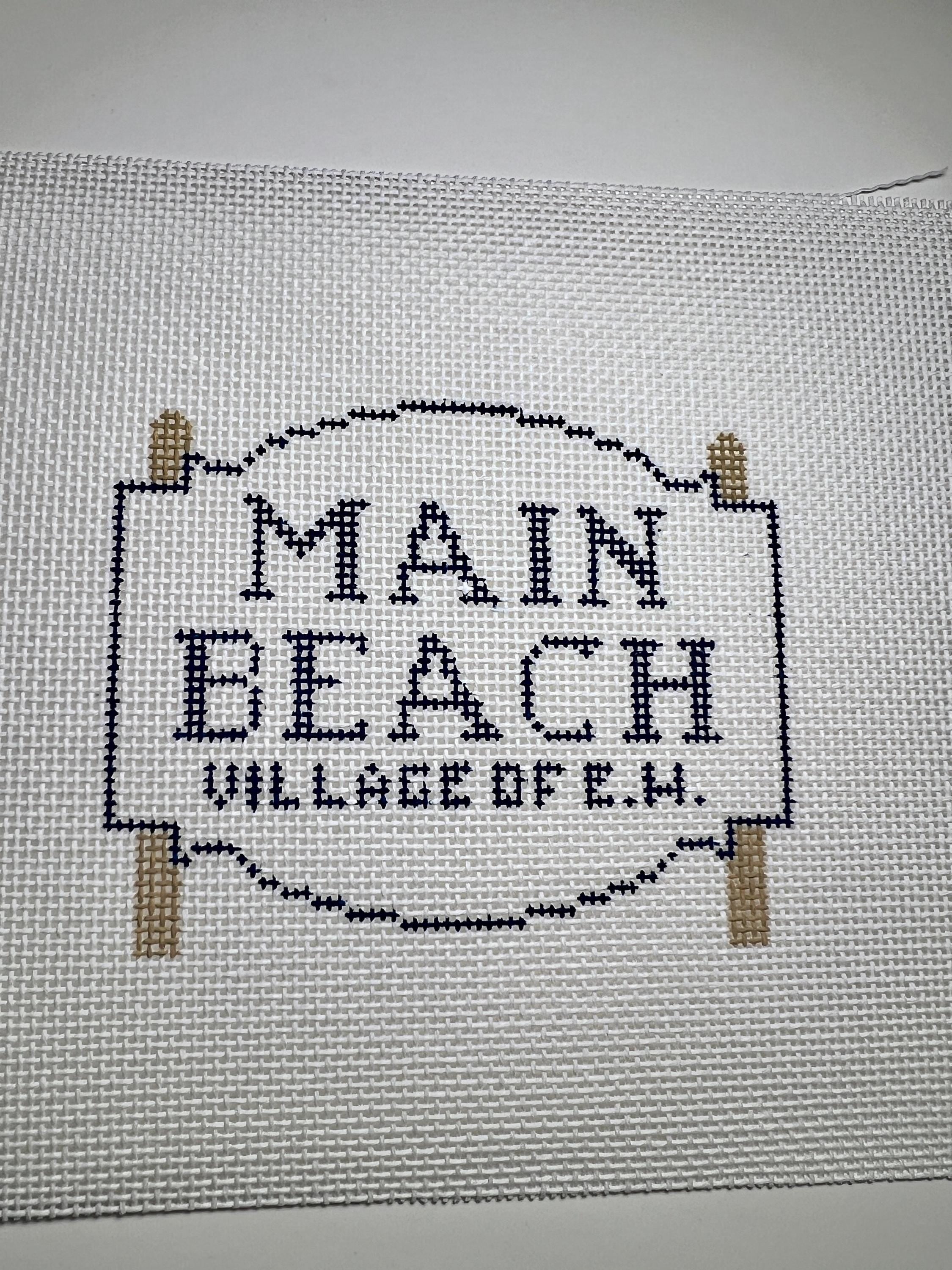 Main Beach East Hampton Sign Needlepoint Canvas