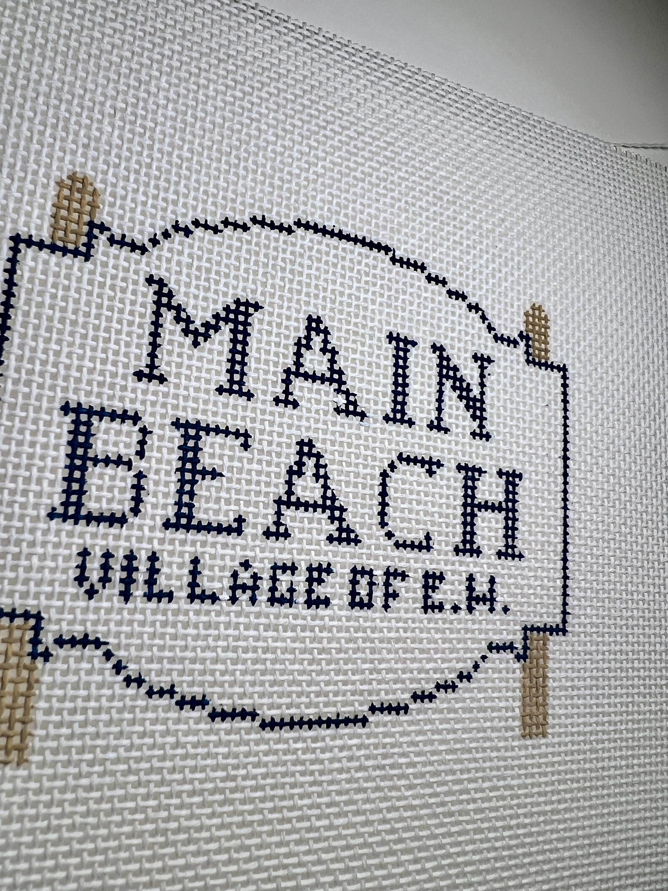 Main Beach East Hampton Sign Needlepoint Canvas