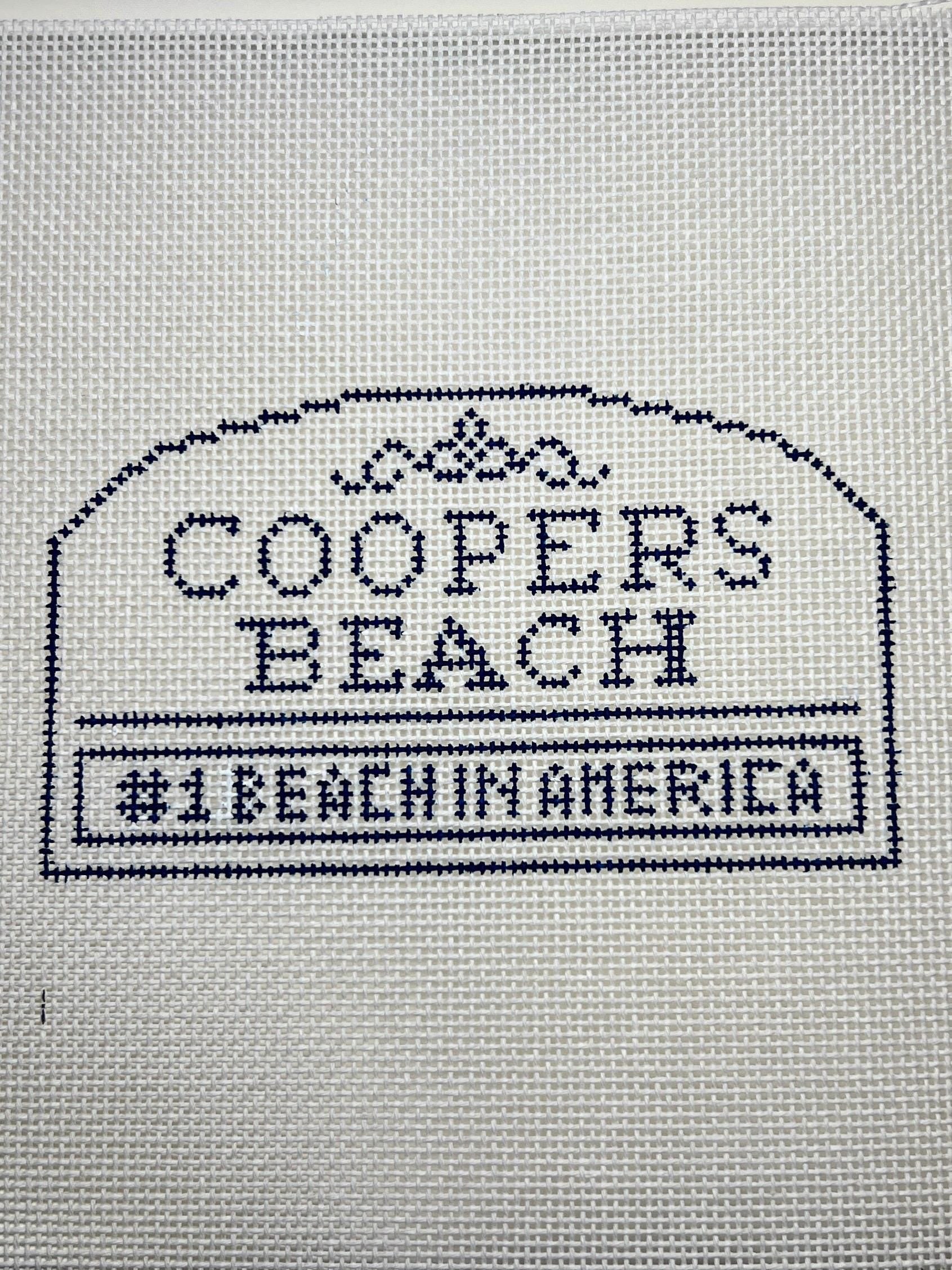 Cooper’s Beach Southampton NY Sign Needlepoint Canvas