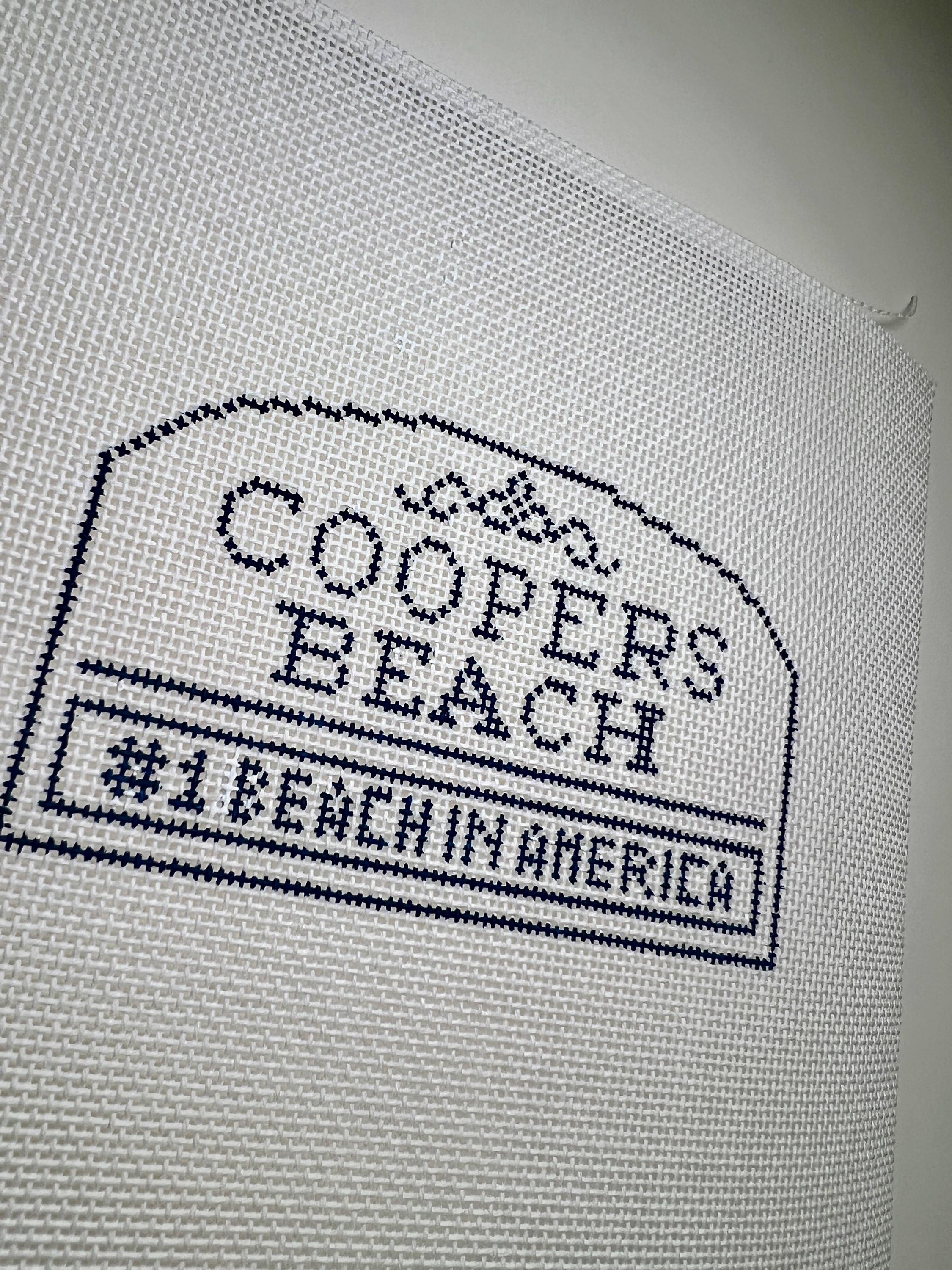 Cooper’s Beach Southampton NY Sign Needlepoint Canvas