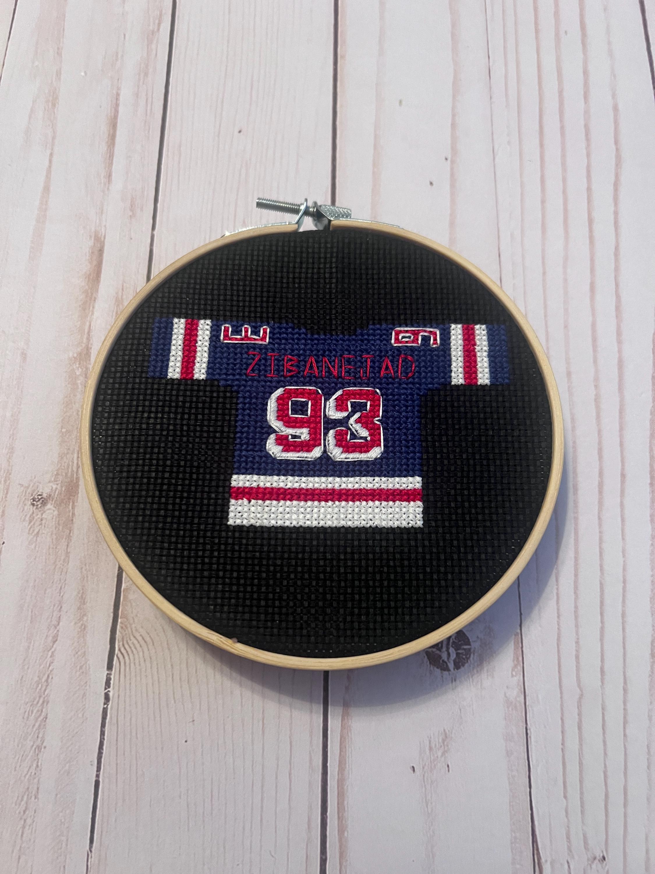 New York Rangers Inspired Hockey Jersey Finished Cross Stitch