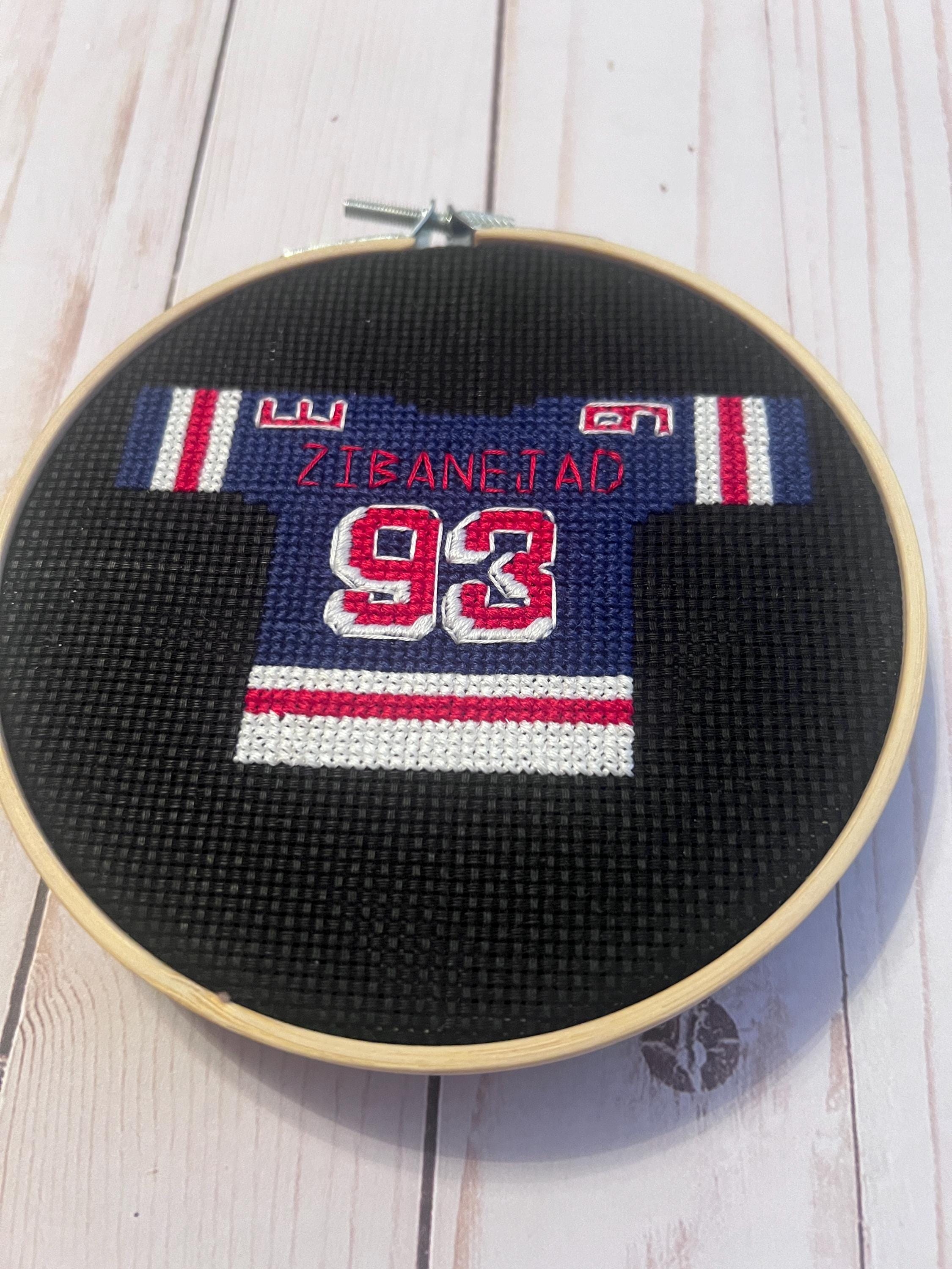 New York Rangers Inspired Hockey Jersey Finished Cross Stitch