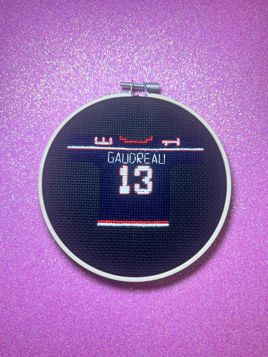 Johnny Gadreau Inspired Hockey Jersey Finished Cross Stitch