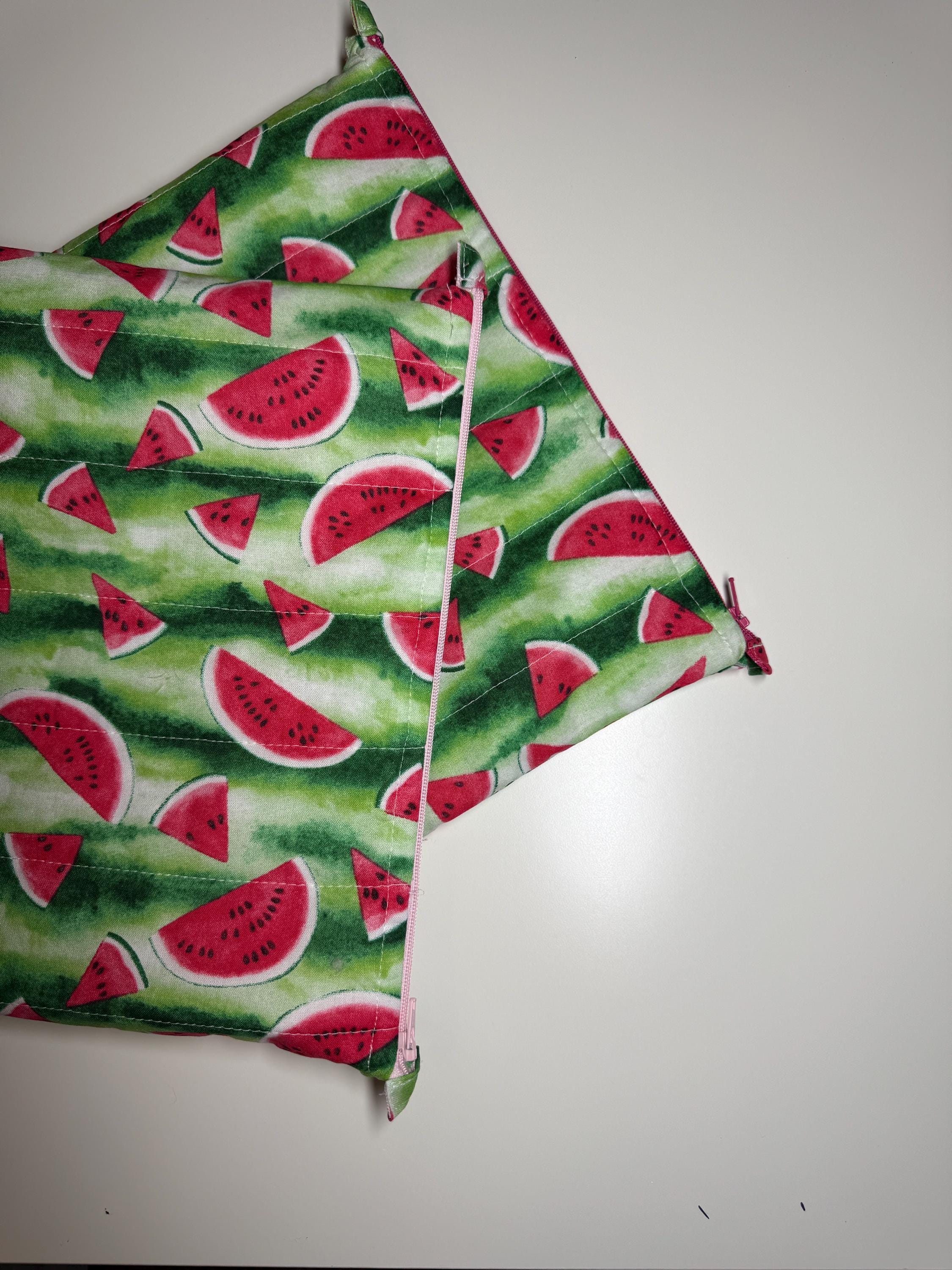 Watermelon Quilted Needlpoint/Crafting Zipper Project Bag 10” x 12”