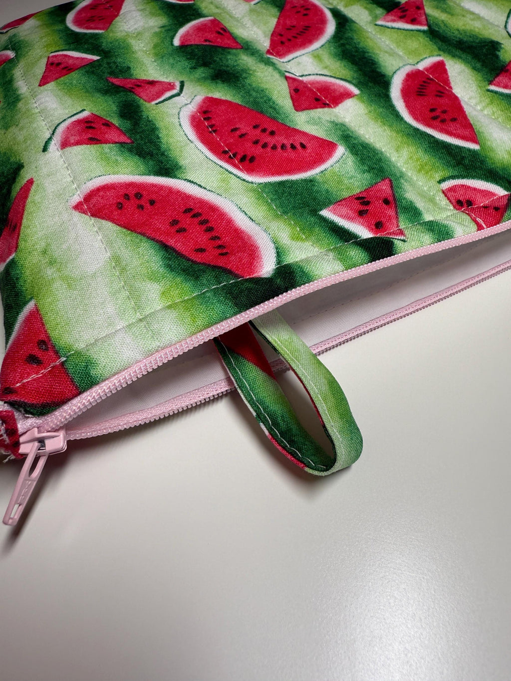 Watermelon Quilted Needlpoint/Crafting Zipper Project Bag 10” x 12”