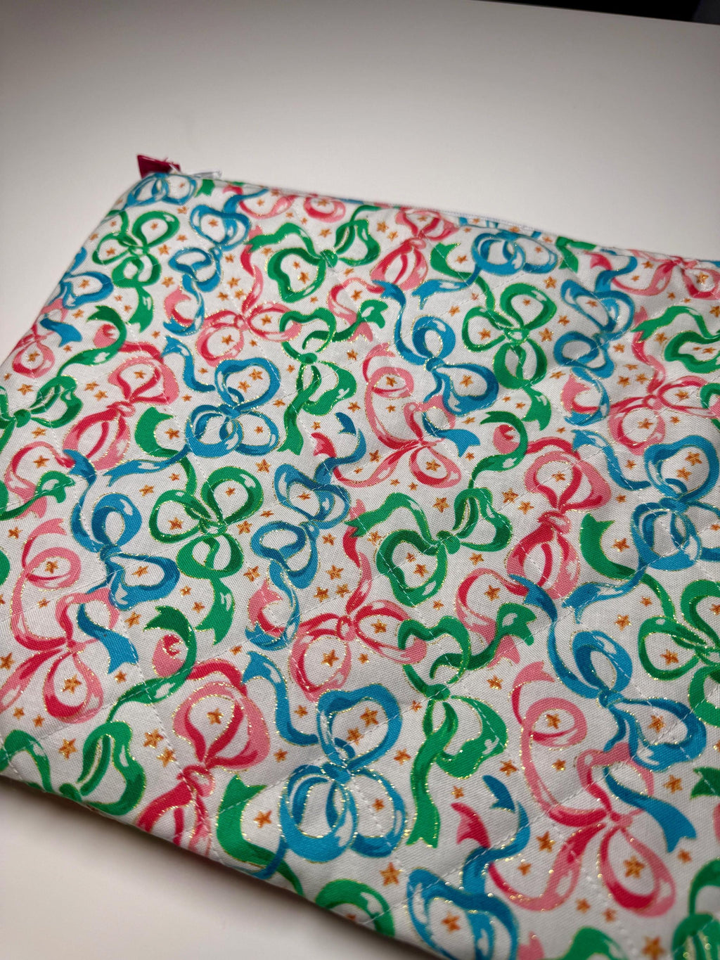 Bow Needlpoint/Crafting Zipper Project Bag 10” x 12”