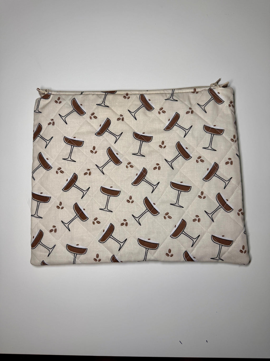 Espresso Martini Quilted Needlpoint/Crafting Zipper Project Bag 10” x 12”