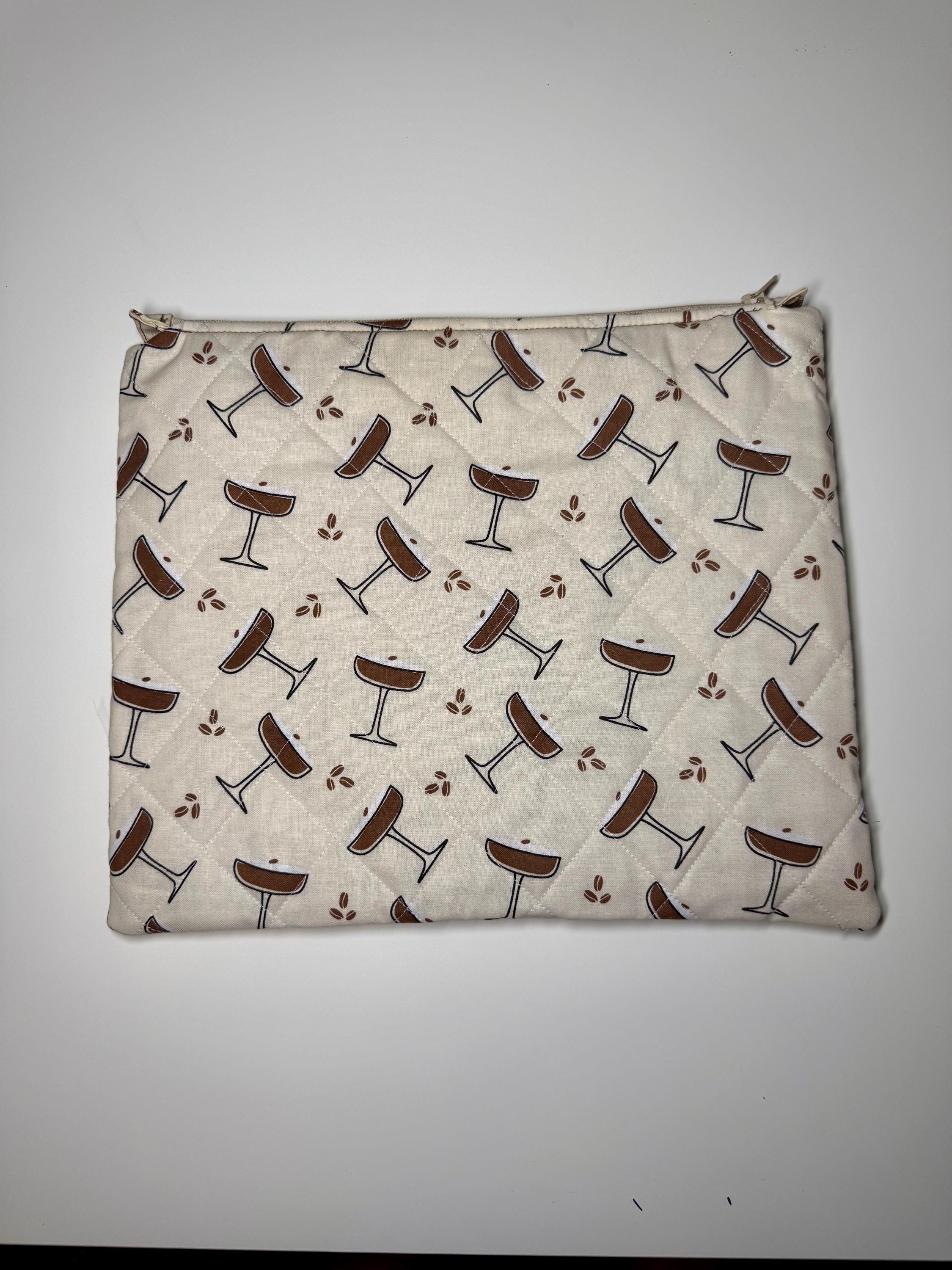 Espresso Martini Quilted Needlpoint/Crafting Zipper Project Bag 10” x 12”