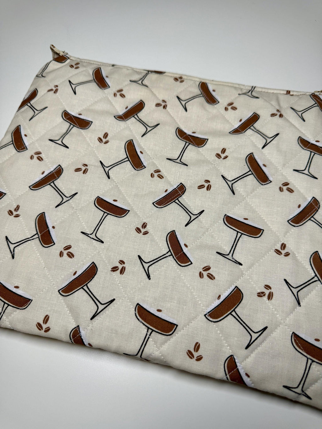 Espresso Martini Quilted Needlpoint/Crafting Zipper Project Bag 10” x 12”