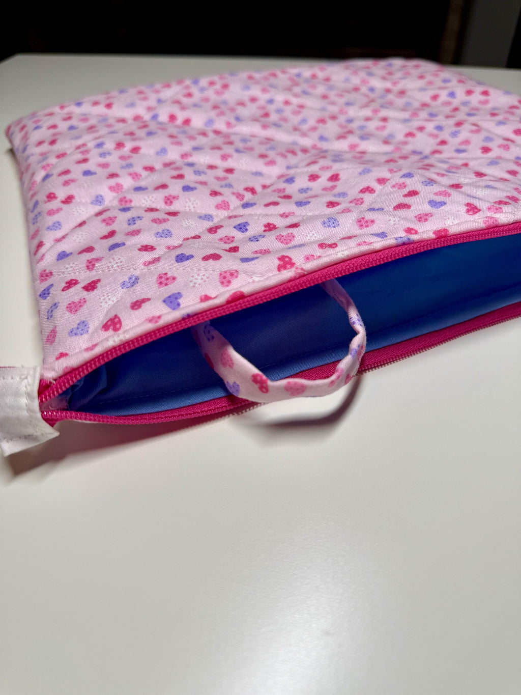 Heart Valentines Quilted Needlpoint/Crafting Zipper Project Bag 10” x 12” - Size Small