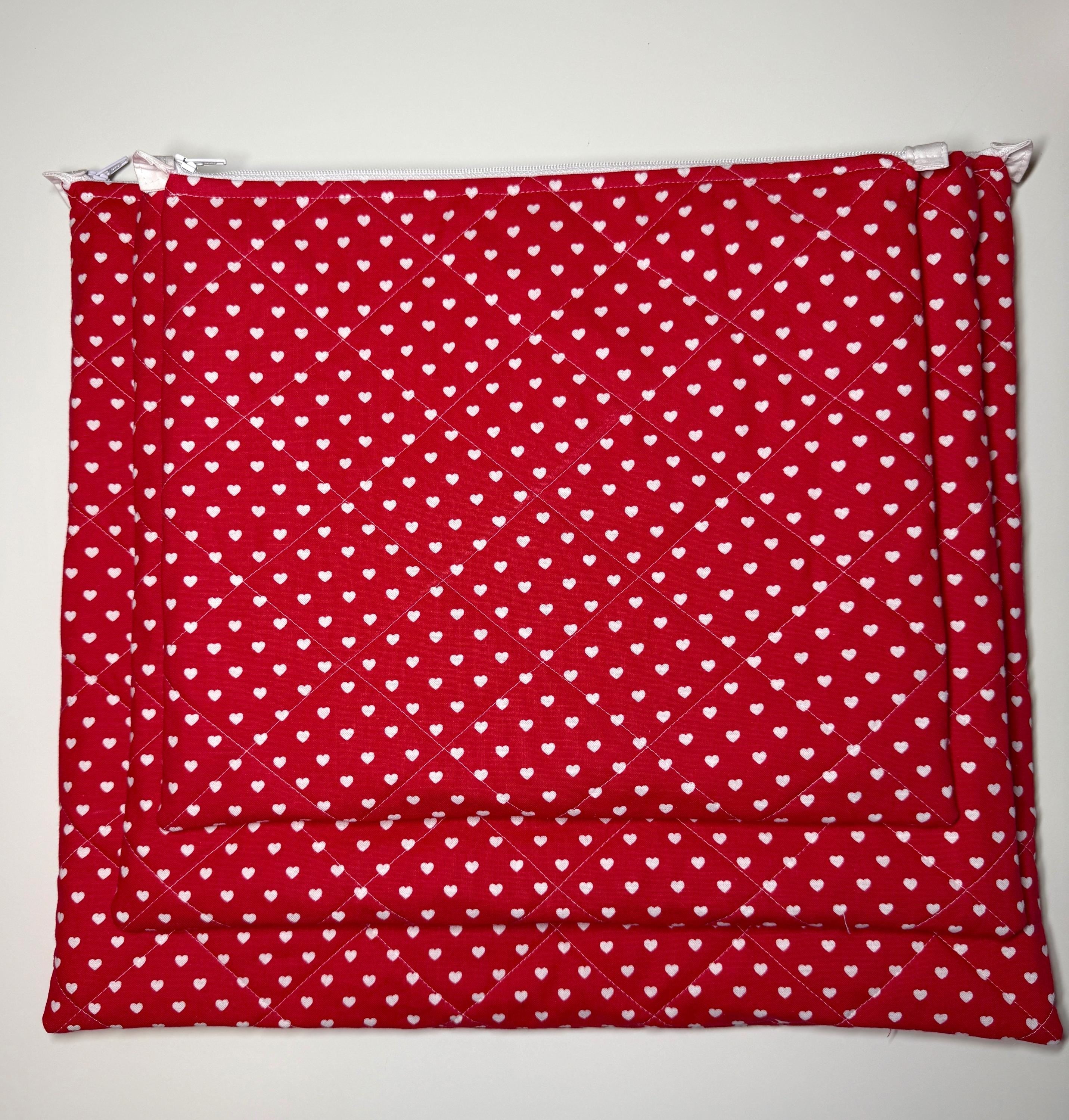 Heart Polka Dot Valentines Quilted Needlpoint/Crafting Zipper Project Bag