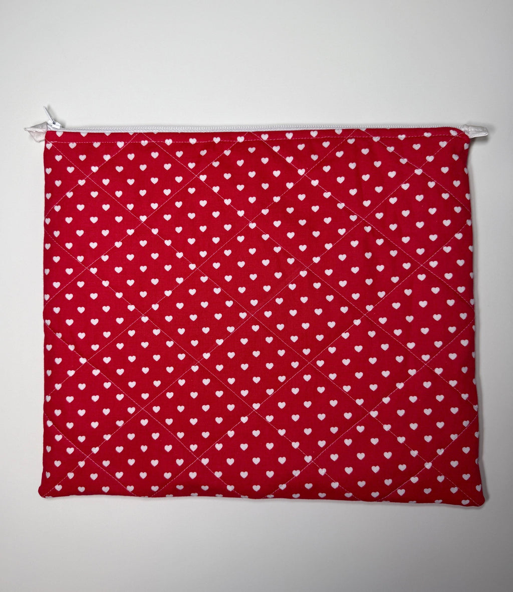 Heart Polka Dot Valentines Quilted Needlpoint/Crafting Zipper Project Bag