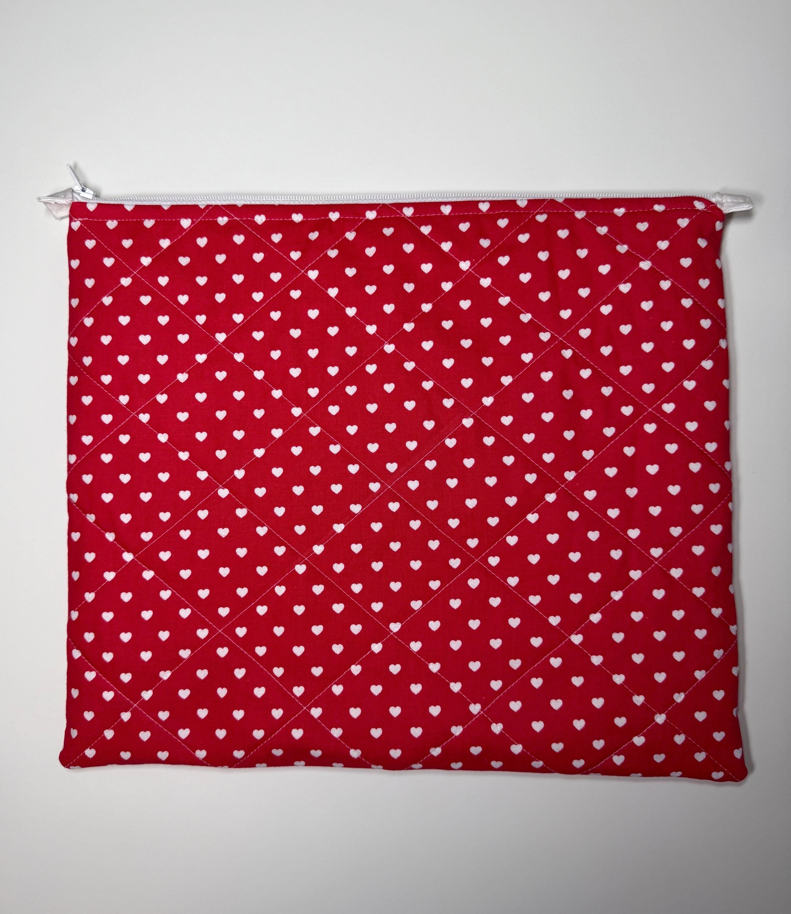 Heart Polka Dot Valentines Quilted Needlpoint/Crafting Zipper Project Bag