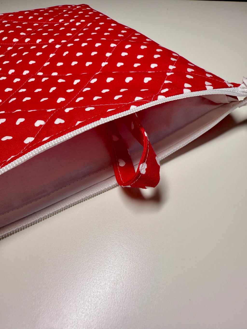 Heart Polka Dot Valentines Quilted Needlpoint/Crafting Zipper Project Bag