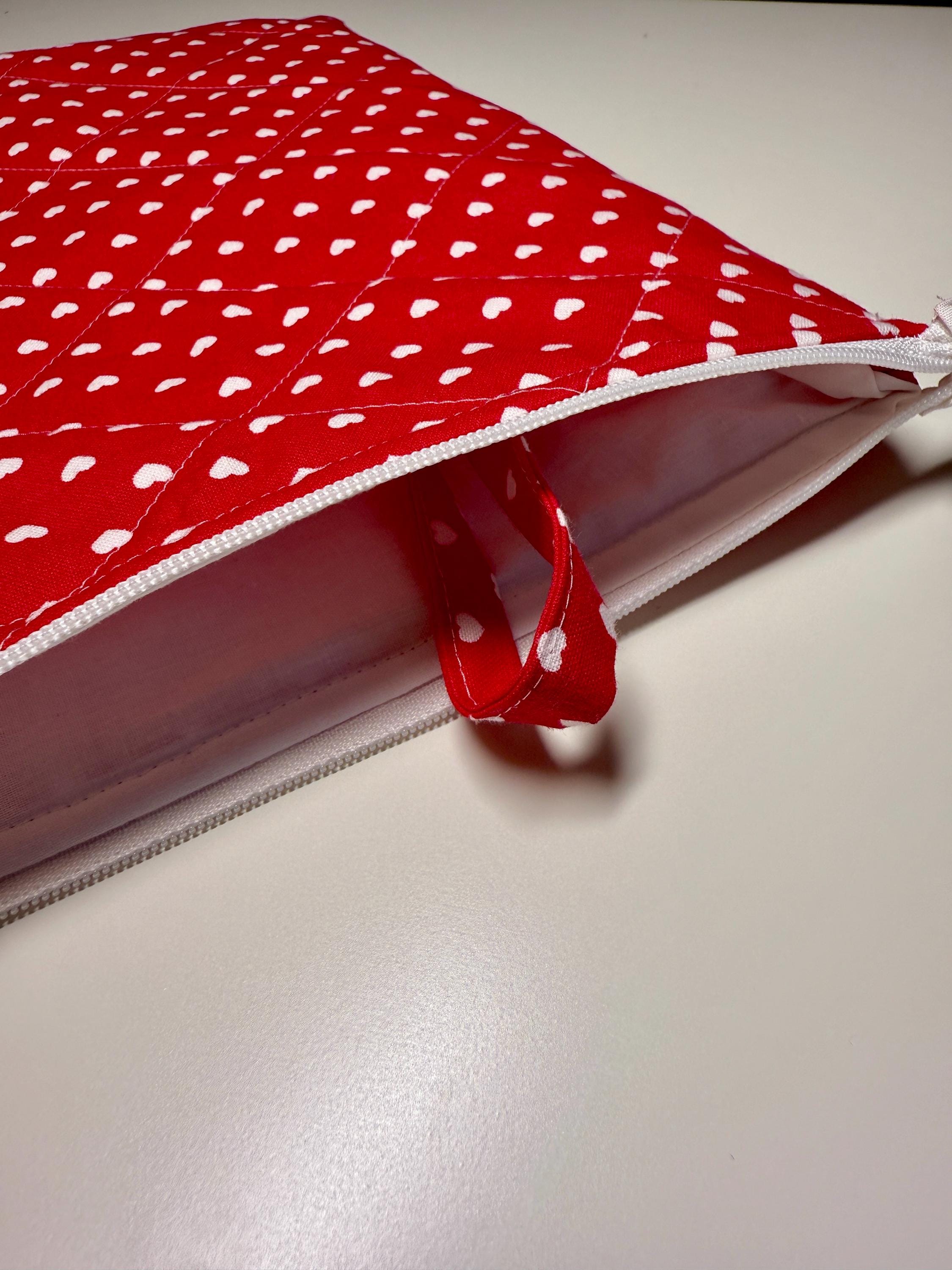 Heart Polka Dot Valentines Quilted Needlpoint/Crafting Zipper Project Bag