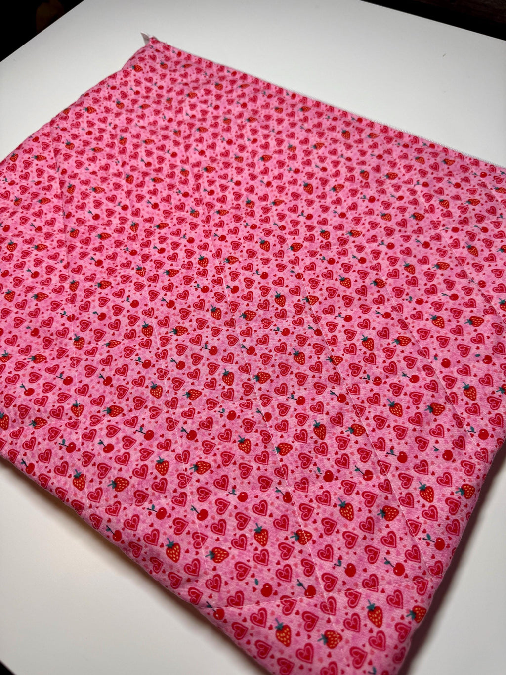 Sweet Treat Valentine's Quilted Project Bag – Cherry Strawberry Print