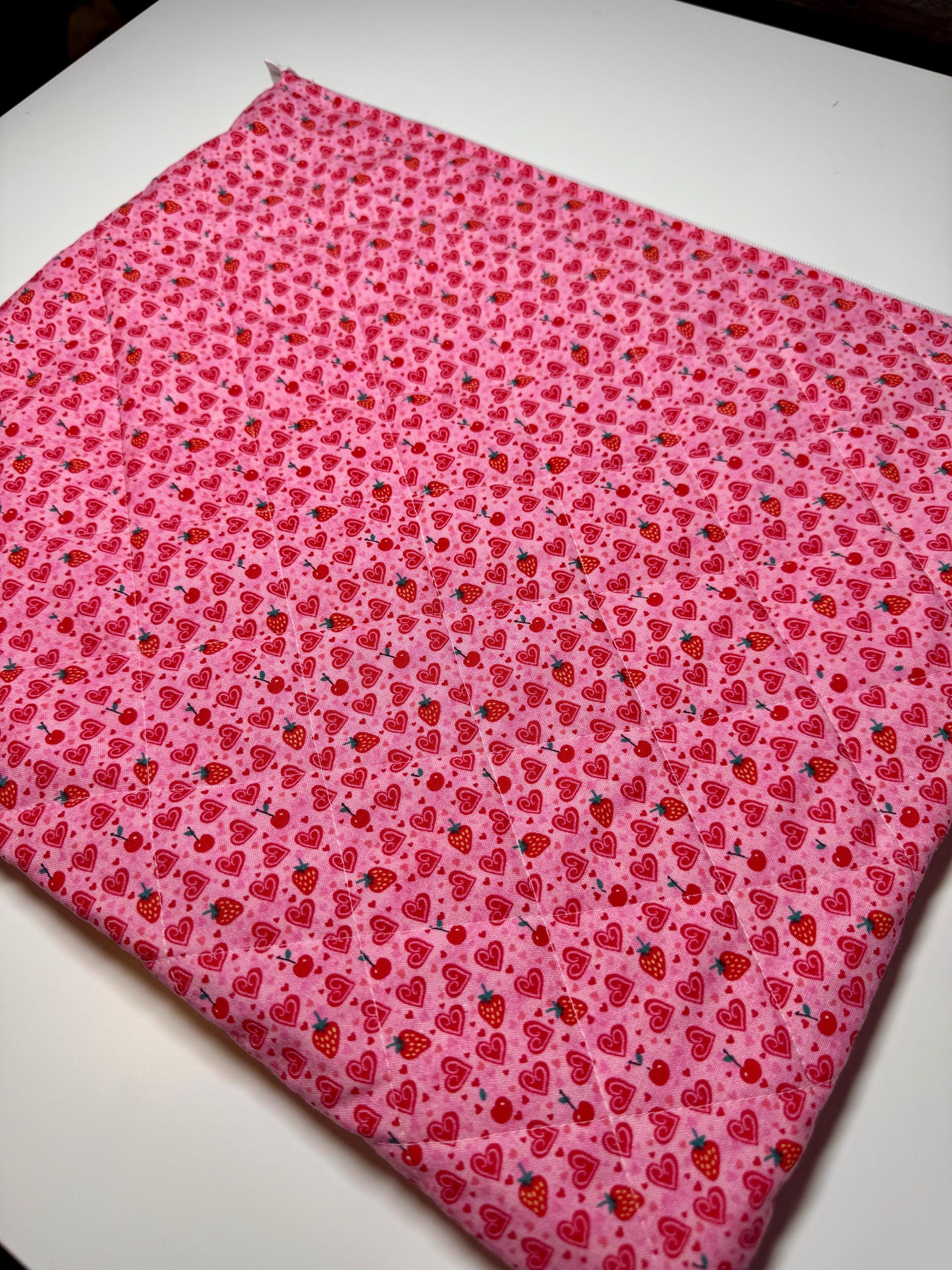 Sweet Treat Valentine's Quilted Project Bag – Cherry Strawberry Print