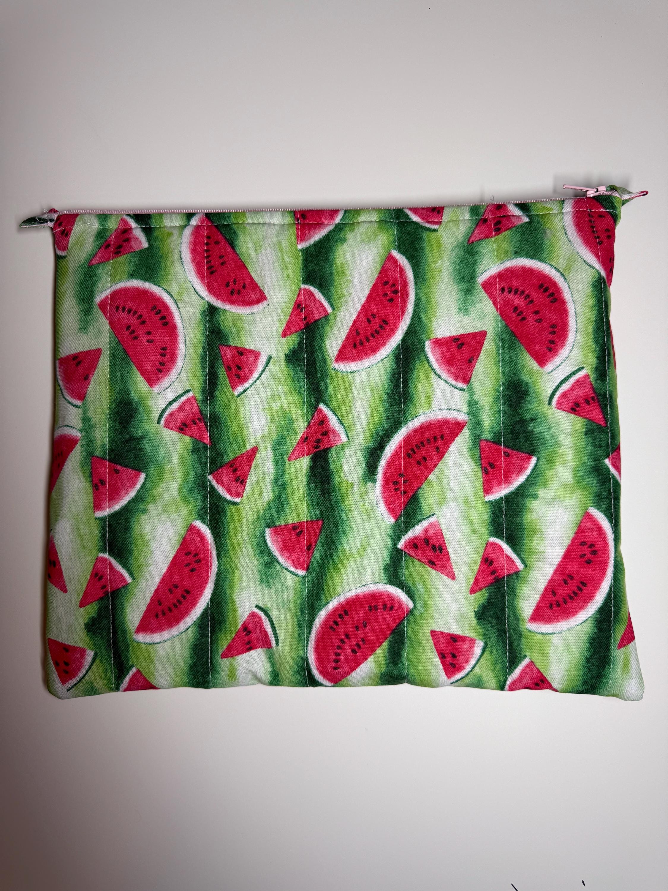 Watermelon Quilted Needlpoint/Crafting Zipper Project Bag 10” x 12”