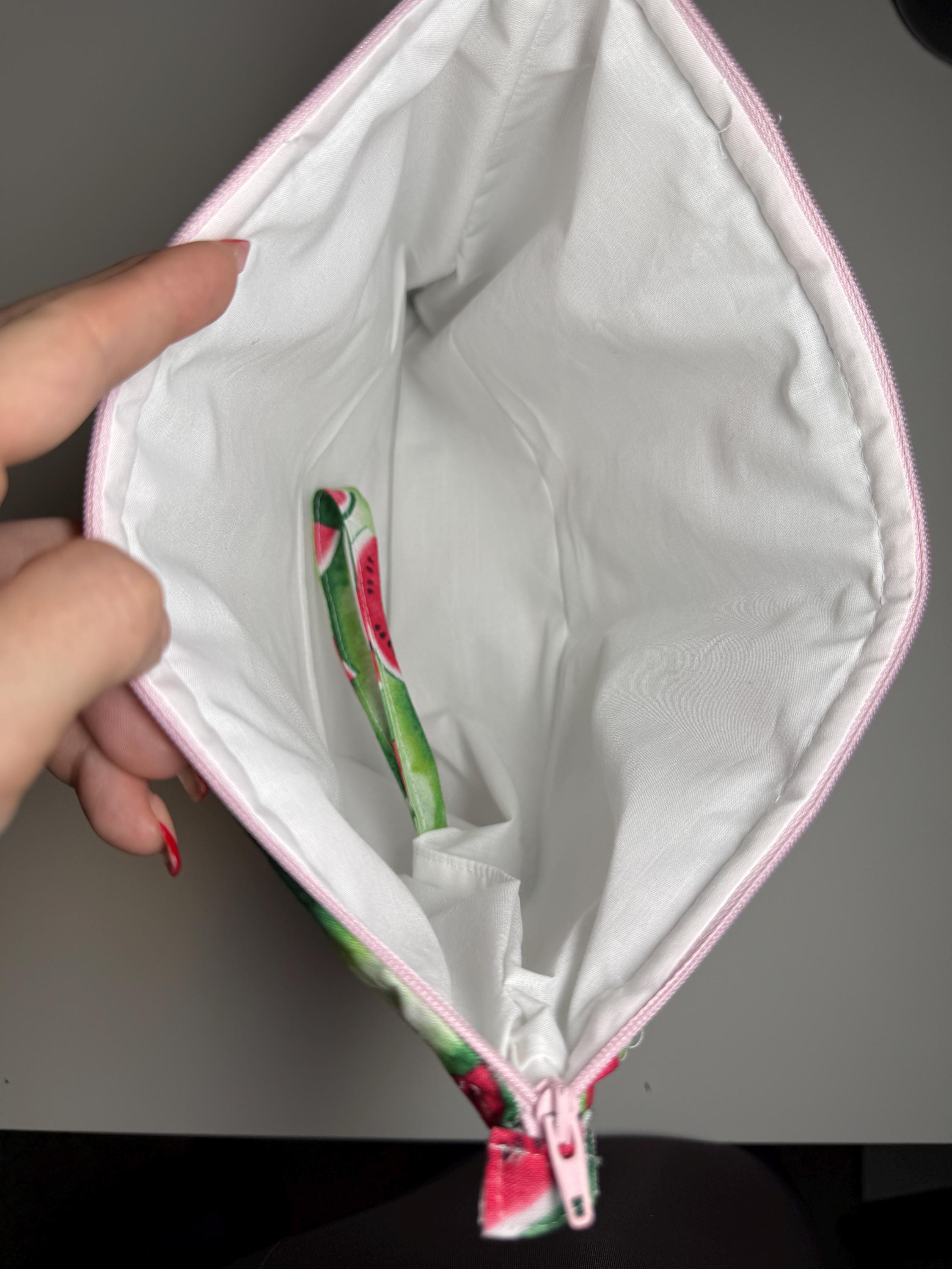 Watermelon Quilted Needlpoint/Crafting Zipper Project Bag 10” x 12”