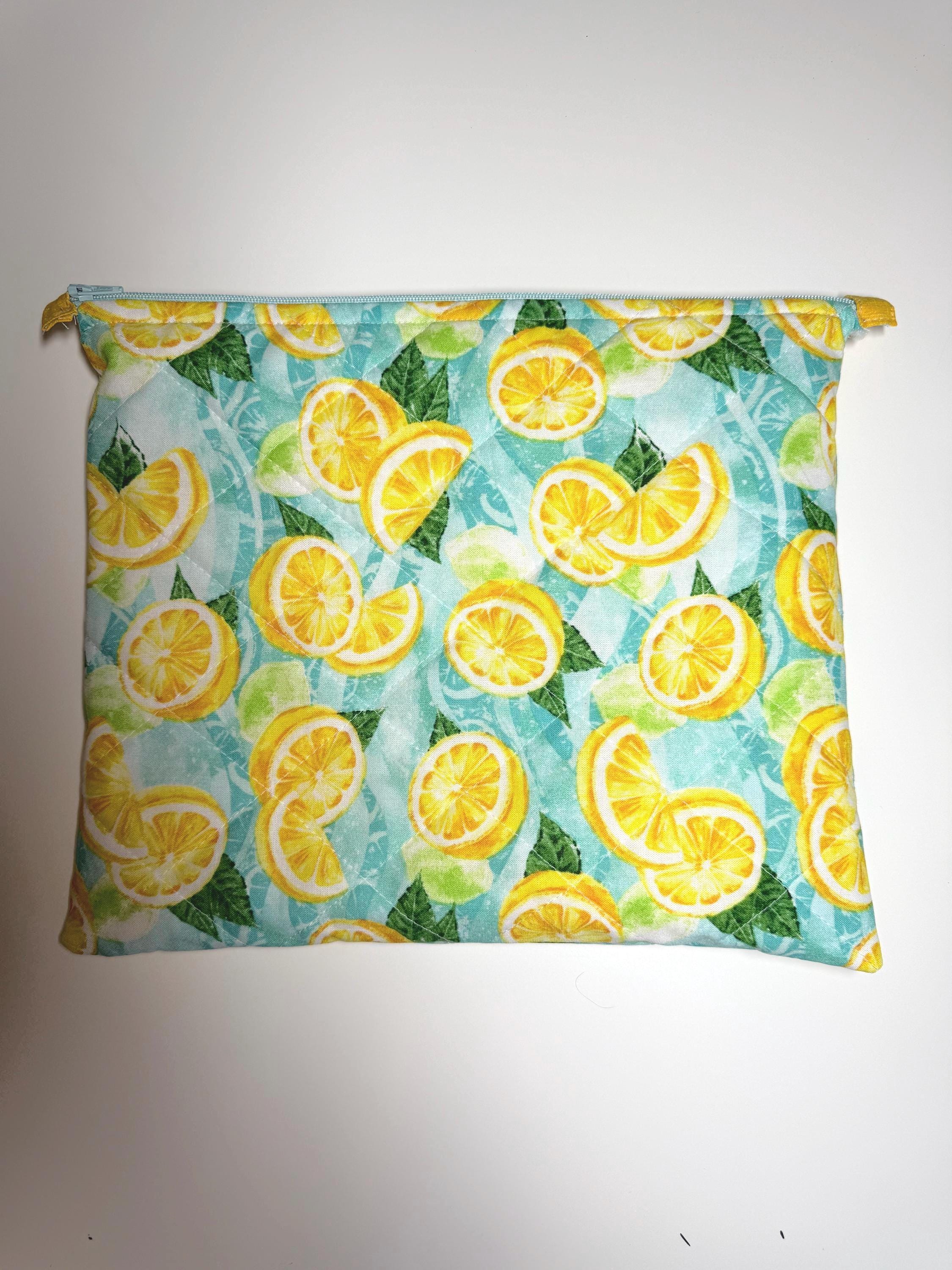 Lemon Quilted Needlpoint/Crafting Zipper Project Bag 10” x 12”