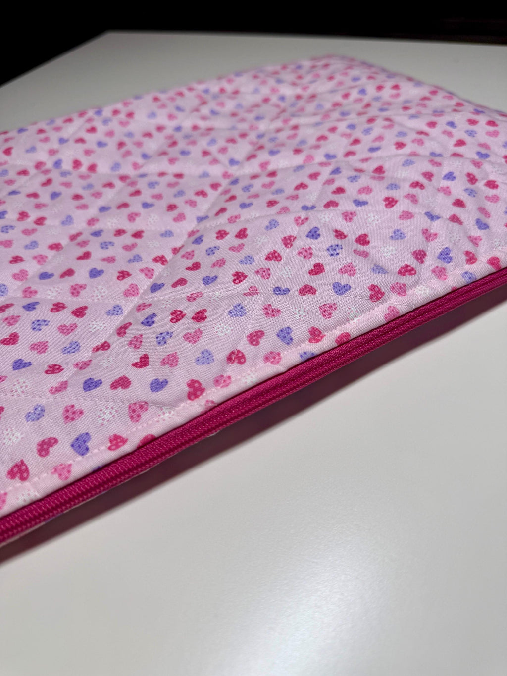 Heart Valentines Quilted Needlpoint/Crafting Zipper Project Bag 10” x 12” - Size Small