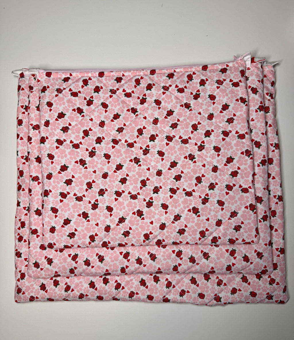 Animal Love Valentines Quilted Needlpoint/Crafting Zipper Project Bag