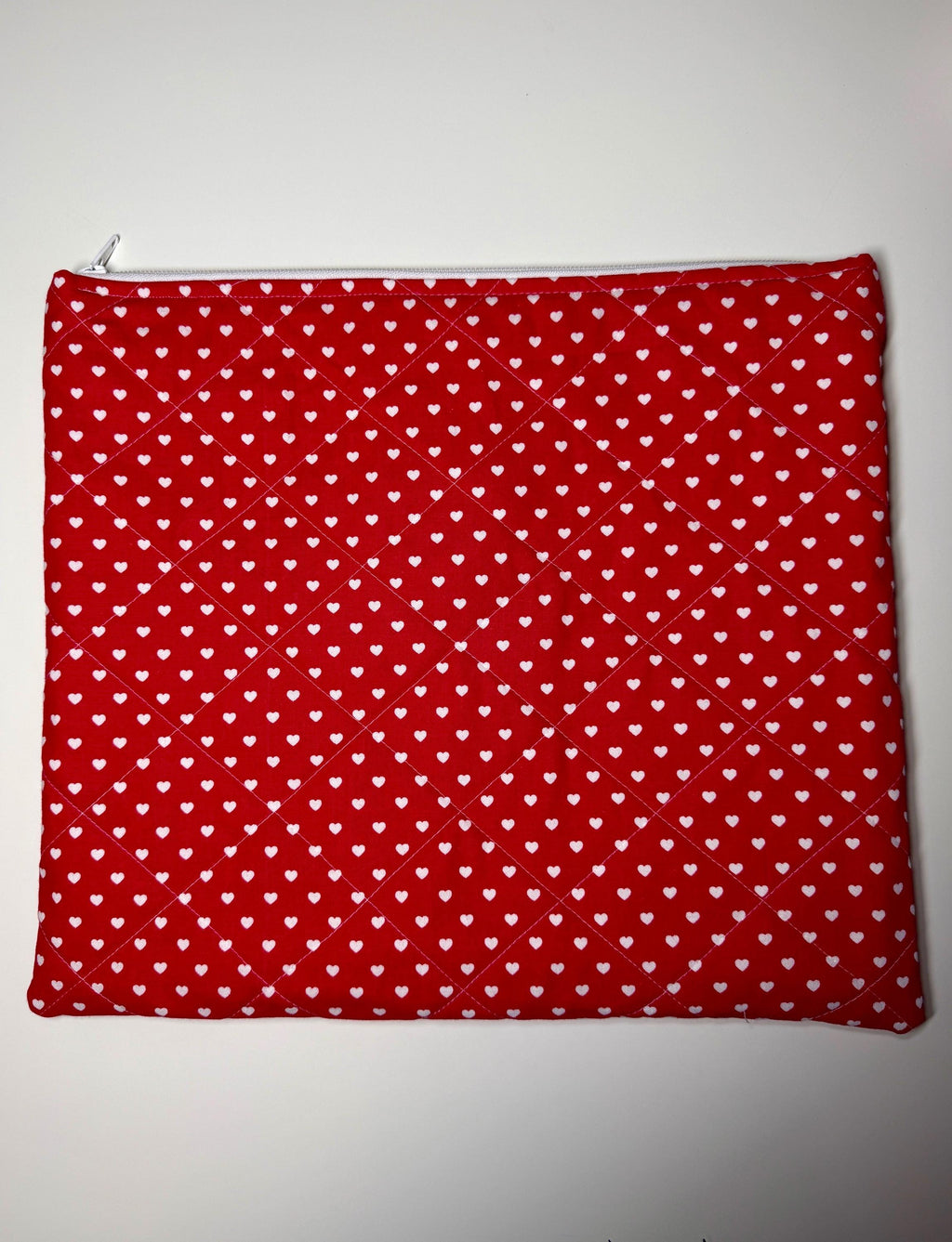 Heart Polka Dot Valentines Quilted Needlpoint/Crafting Zipper Project Bag 14” x 12” - Size Medium