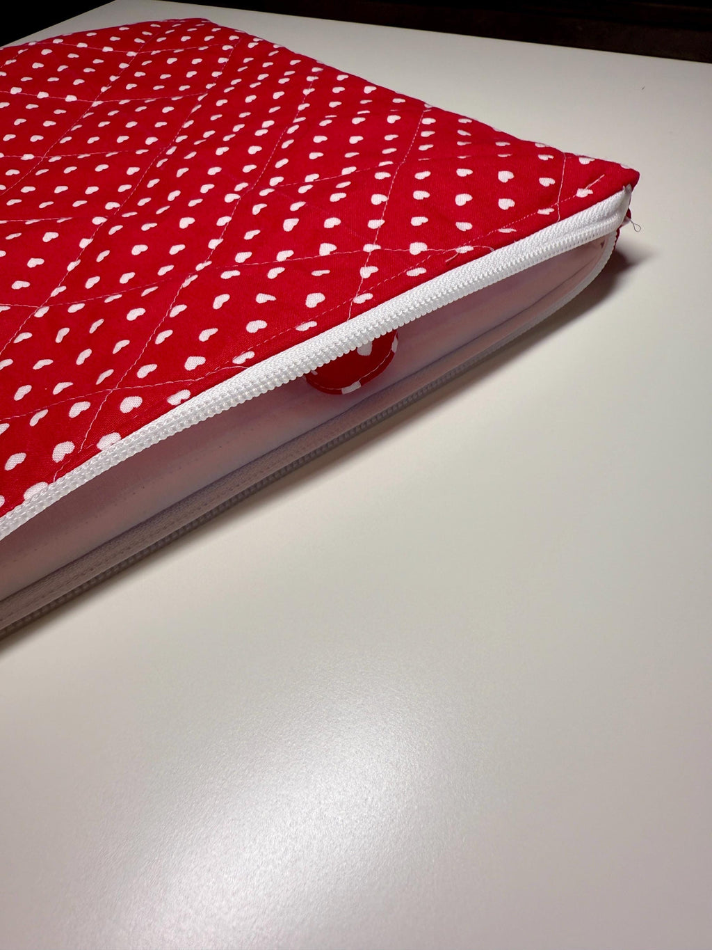 Heart Polka Dot Valentines Quilted Needlpoint/Crafting Zipper Project Bag 14” x 12” - Size Medium