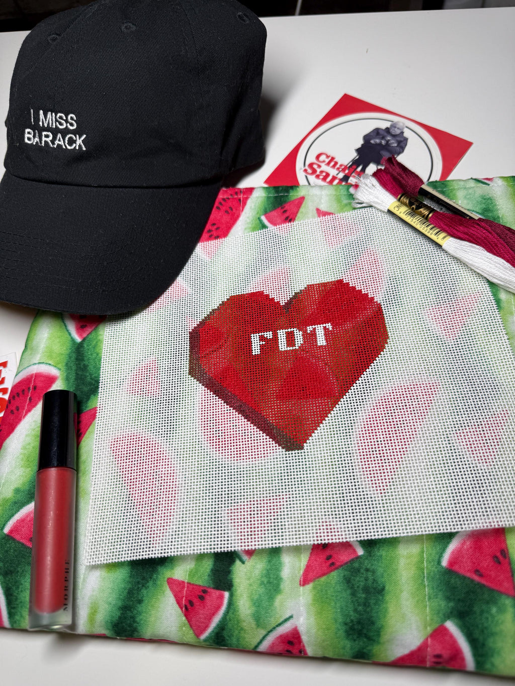 FDT Conversation Heart Hand Painted Needlepoint Canvas