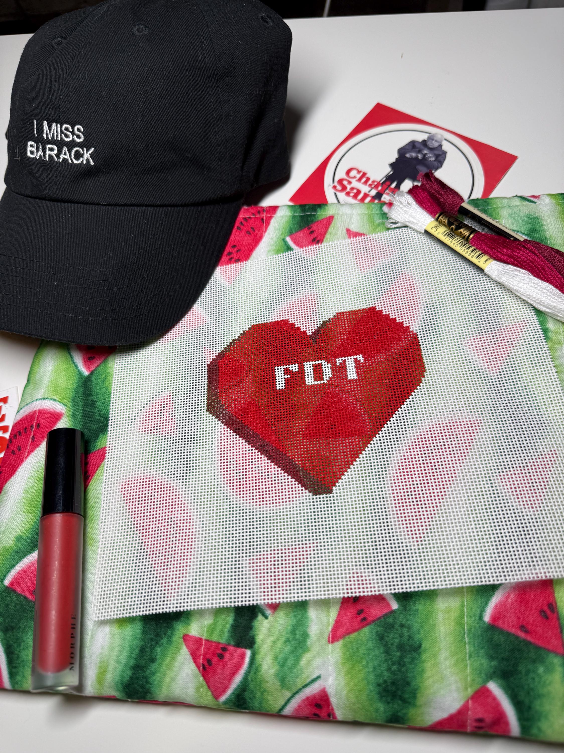 FDT Conversation Heart Hand Painted Needlepoint Canvas