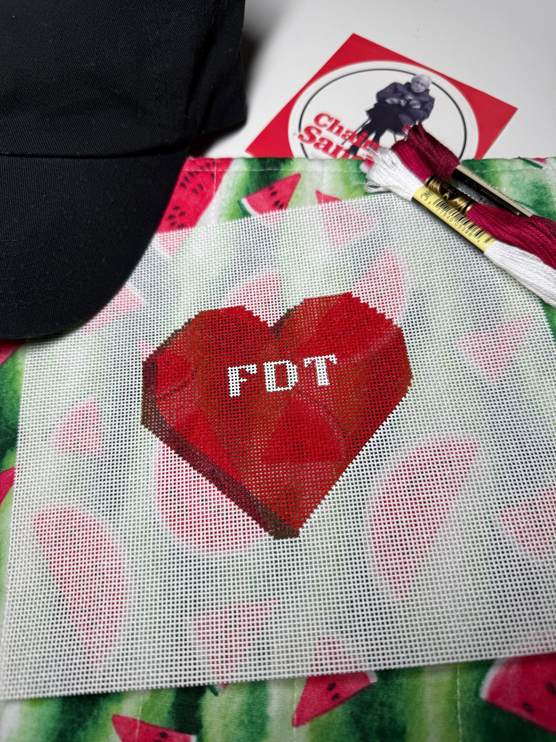 FDT Conversation Heart Hand Painted Needlepoint Canvas
