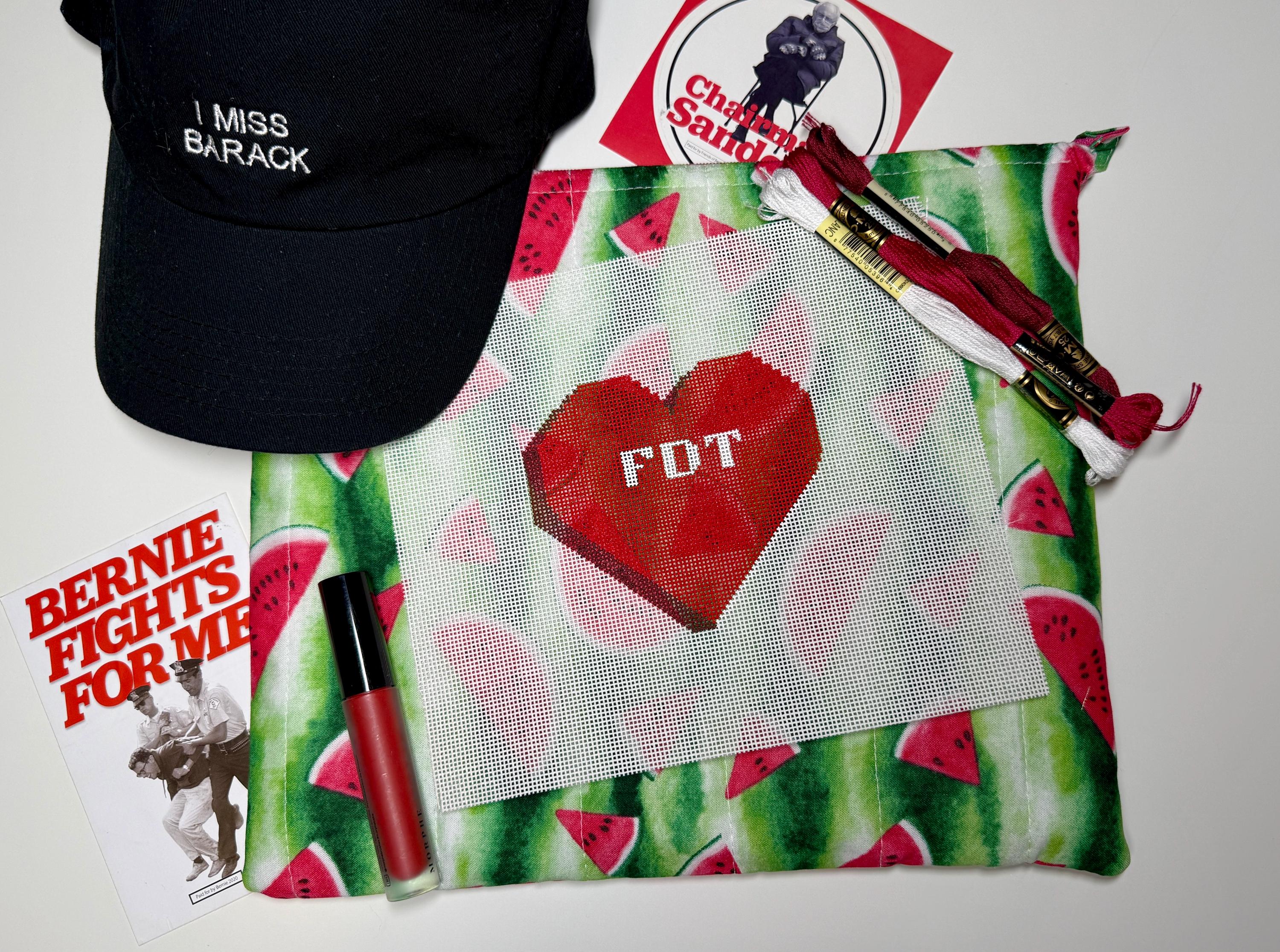 FDT Conversation Heart Hand Painted Needlepoint Canvas