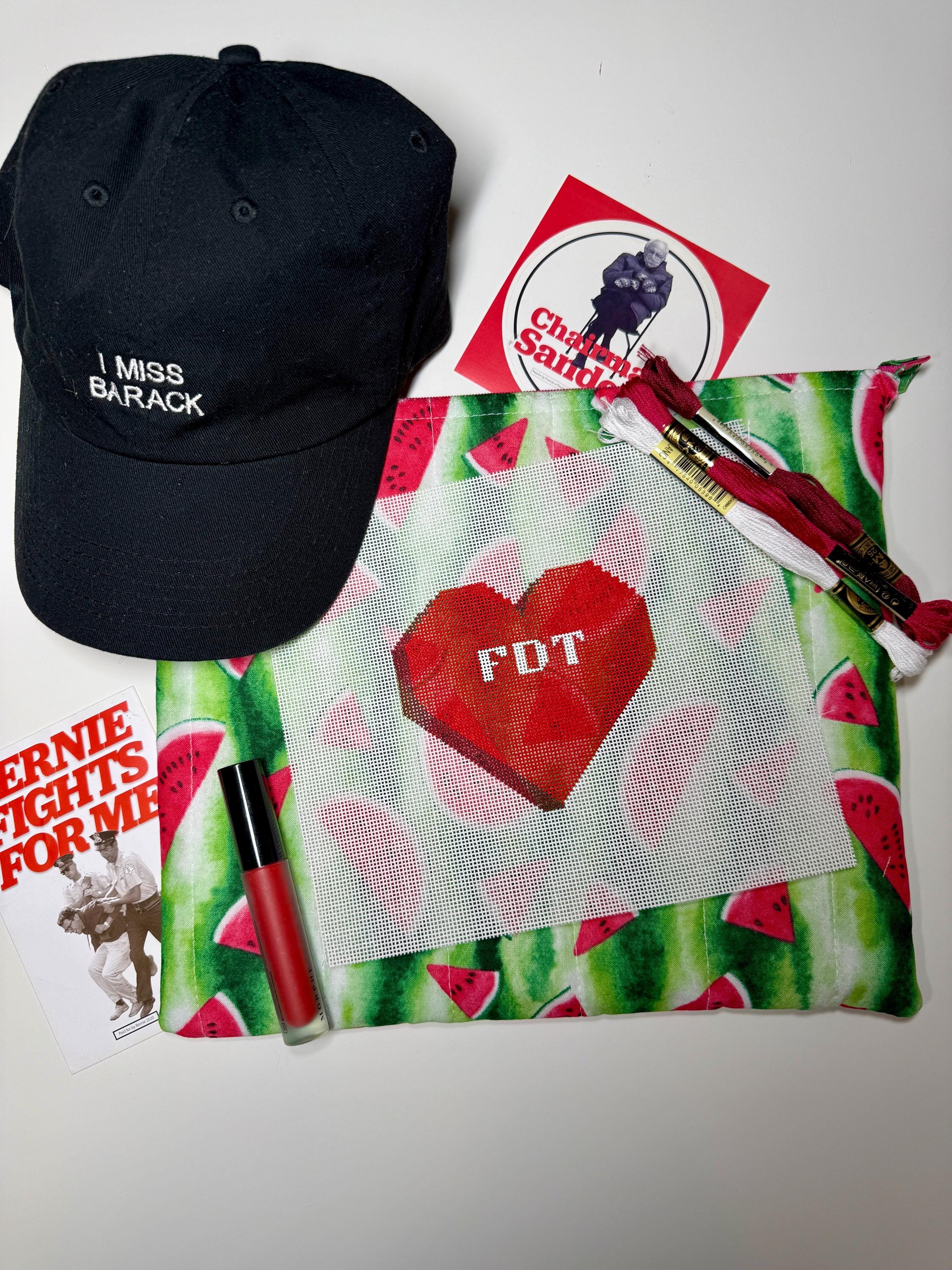 FDT Conversation Heart Hand Painted Needlepoint Canvas