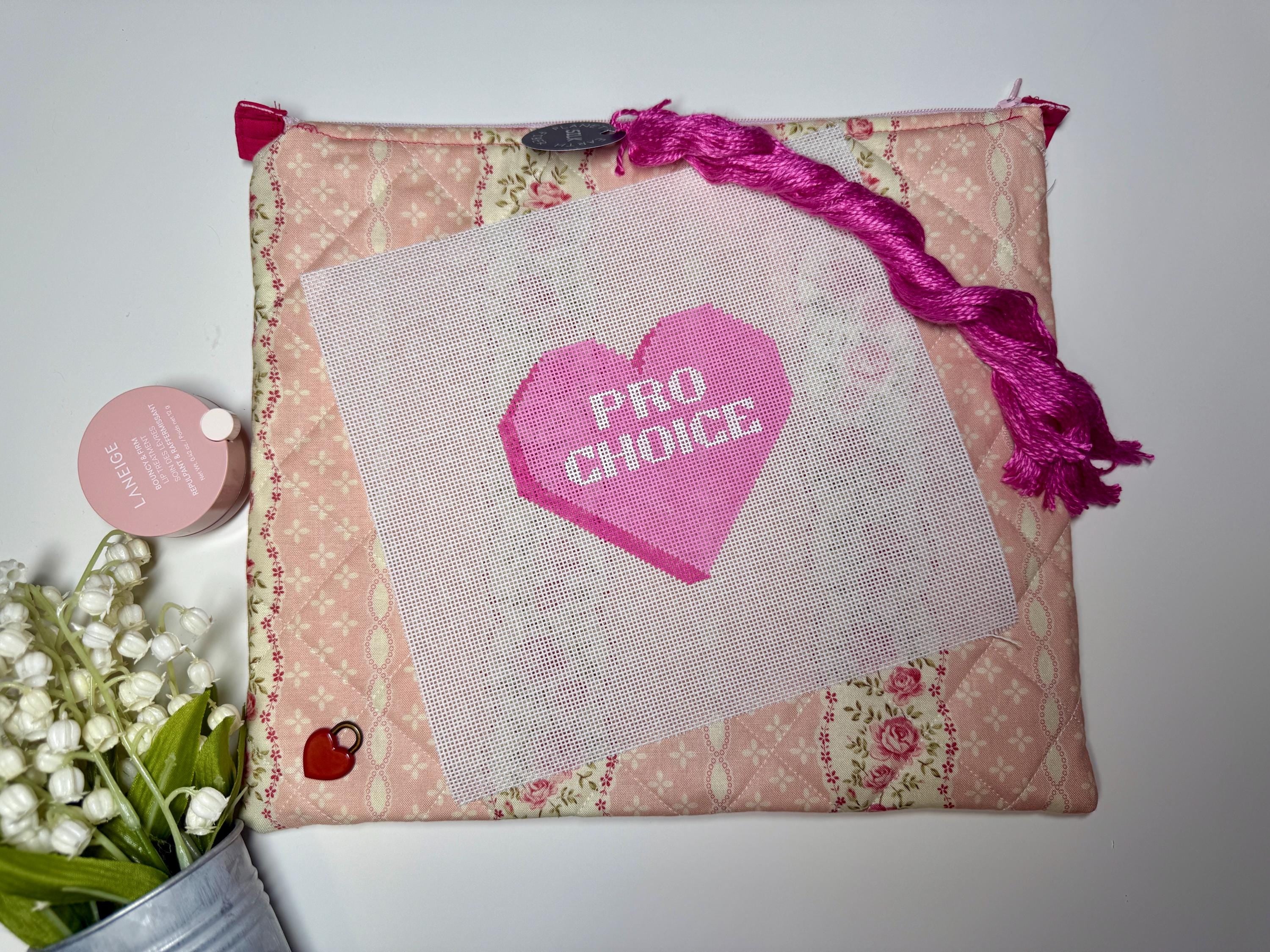 Pro Choice Conversation Heart Hand Painted Needlepoint Canvas